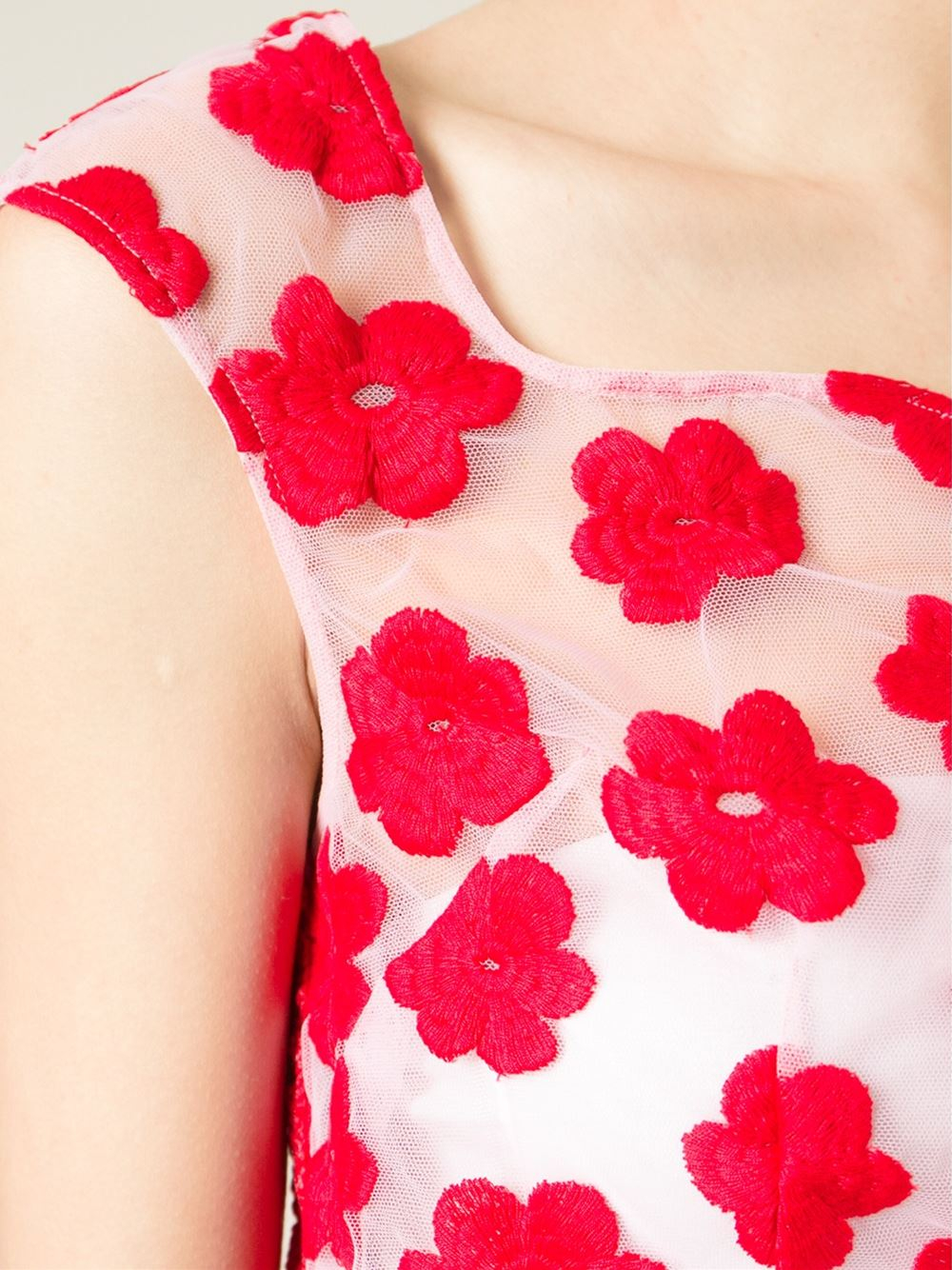 lyst rocha sheer embroidered flower top in lyst rocha sheer embroidered flower top in