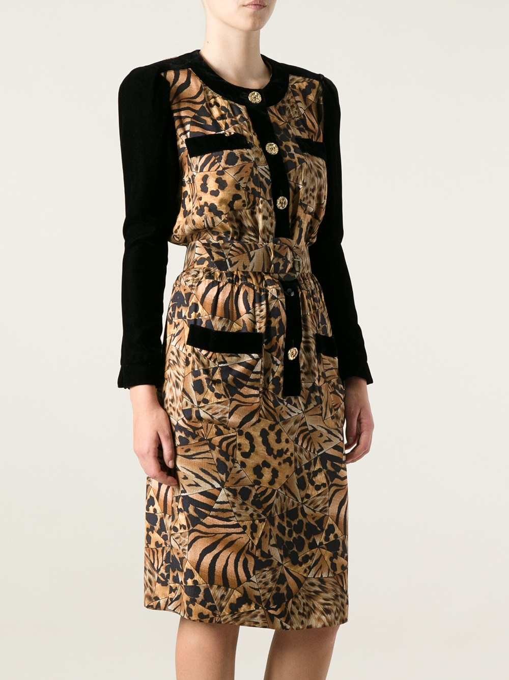 Louis Feraud Vintage Leopard Print Dress in Black (nude & neutrals) | Lyst