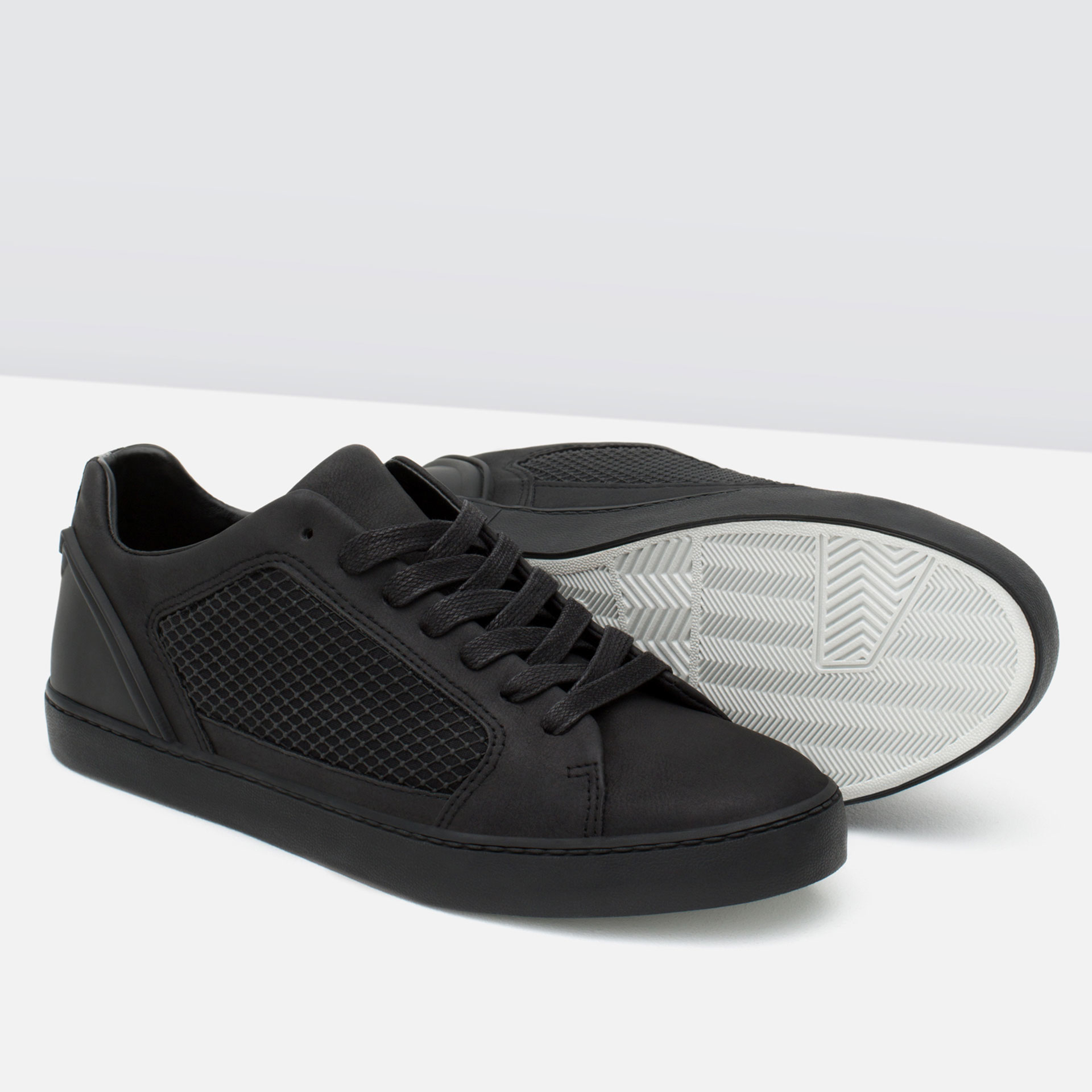 Zara Single Color Technical Sneakers in Black for Men | Lyst