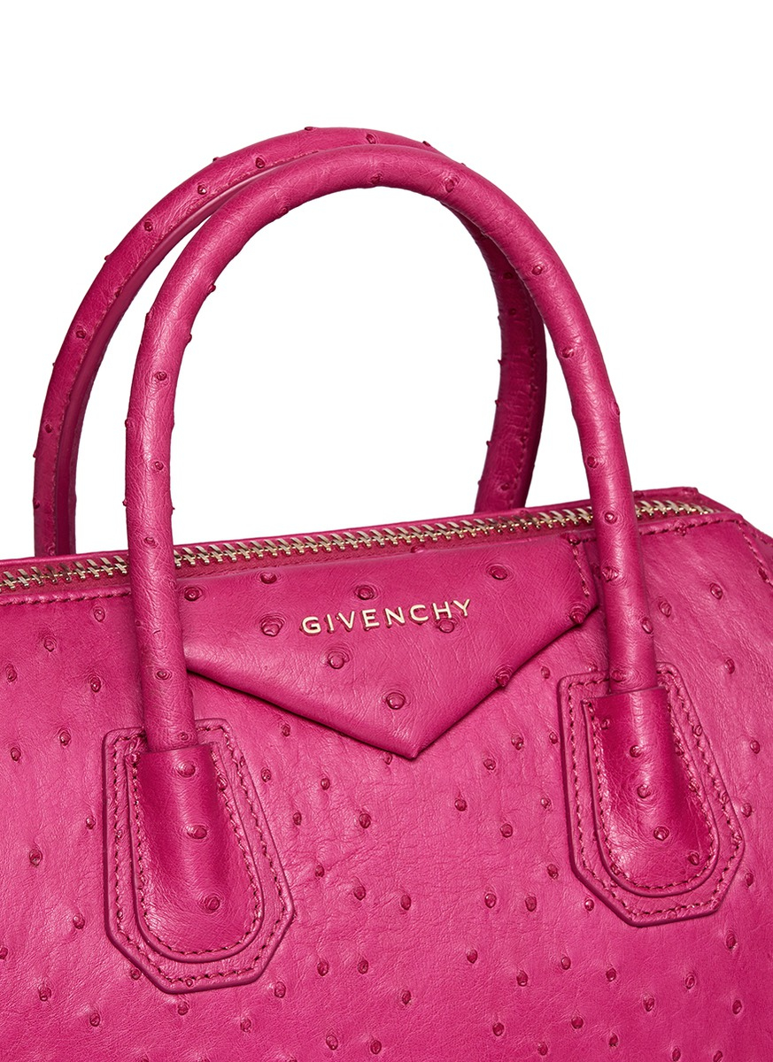 Lyst Givenchy Antigona Small Ostrich Leather Bag In Purple Gallery