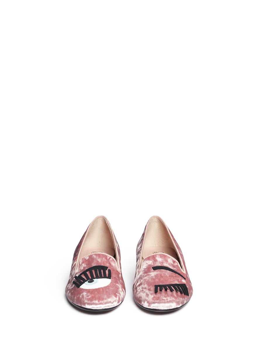 trim eyelashes Appliqué Chenille Eye Chiara in ferragni Flats 'flirting'