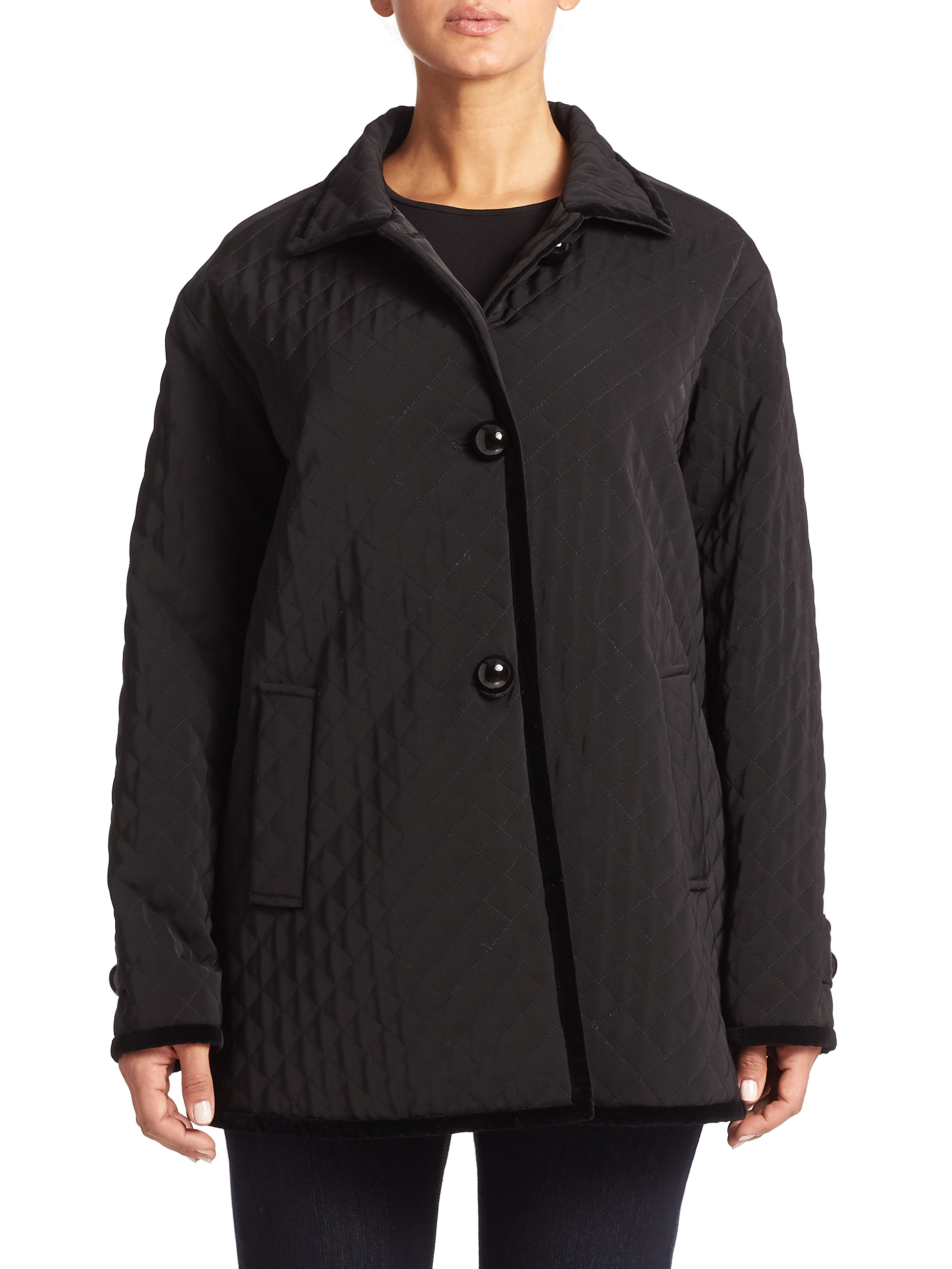 Jane post Quilted Mayfair Coat in Black Lyst