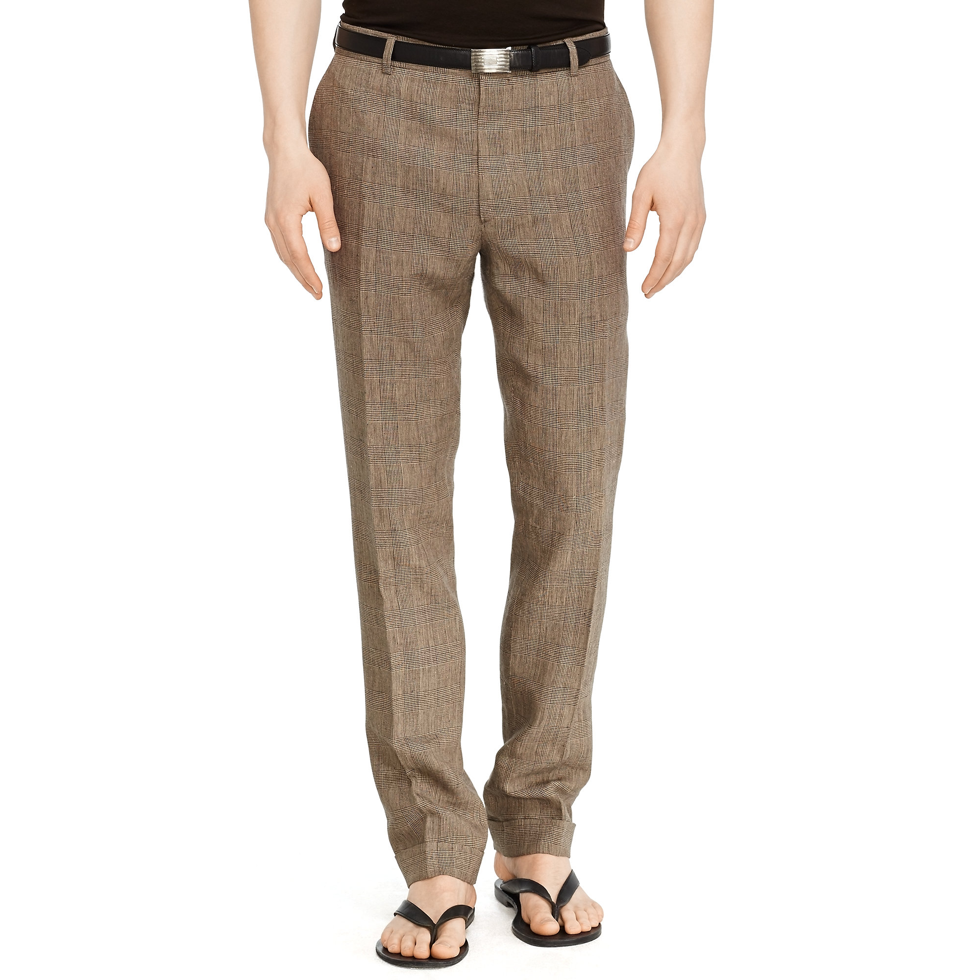 Lyst - Ralph Lauren Black Label Glen Plaid Linen Nigel Pant in Brown ...