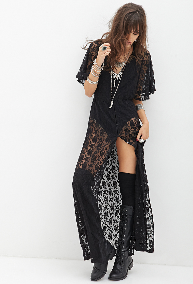 $40 Buttoned Lace Maxi Dress | FOREVER21 - 2000101135 | Puerto ...