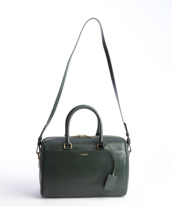 Lyst - Saint Laurent Forest Green Leather Convertible Top Handle Duffle ...