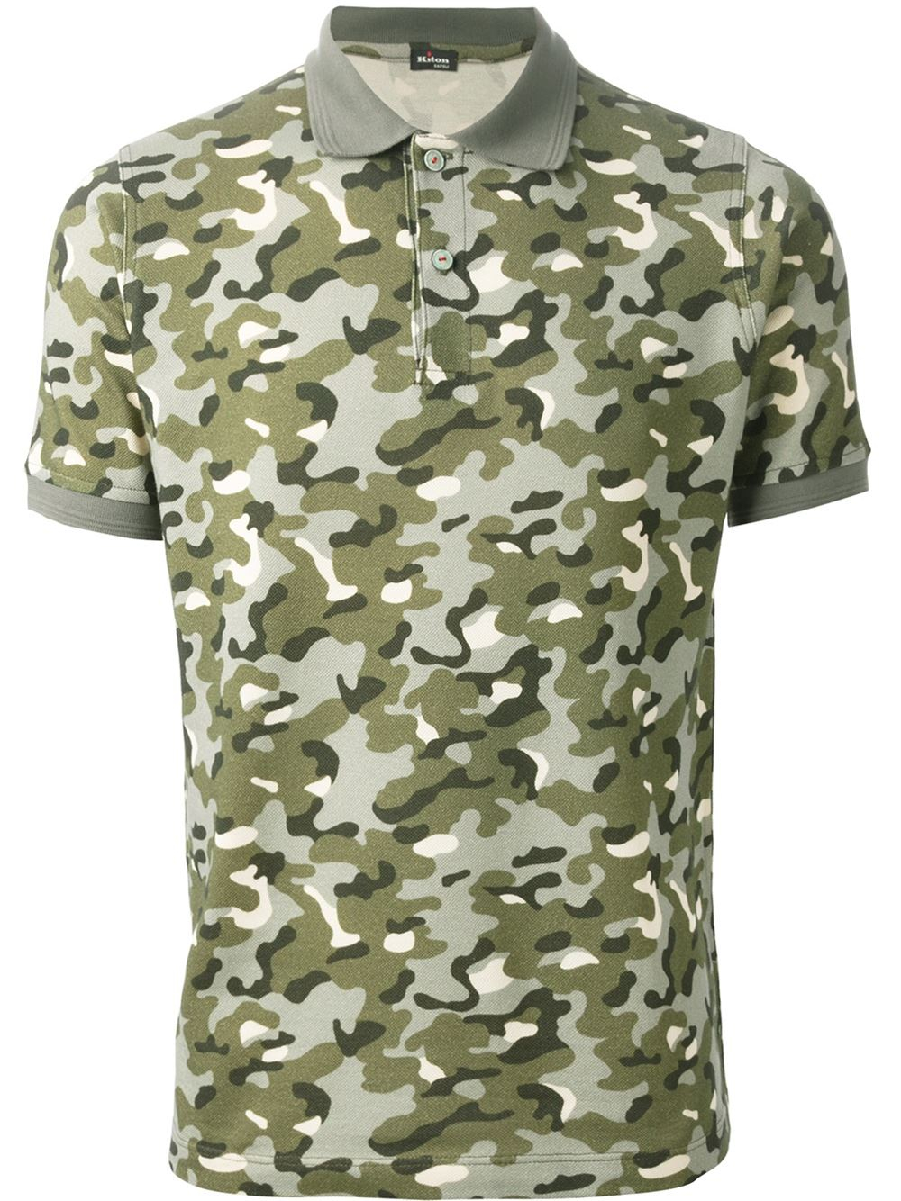 Kiton Camouflage Print Polo Shirt in Green for Men | Lyst