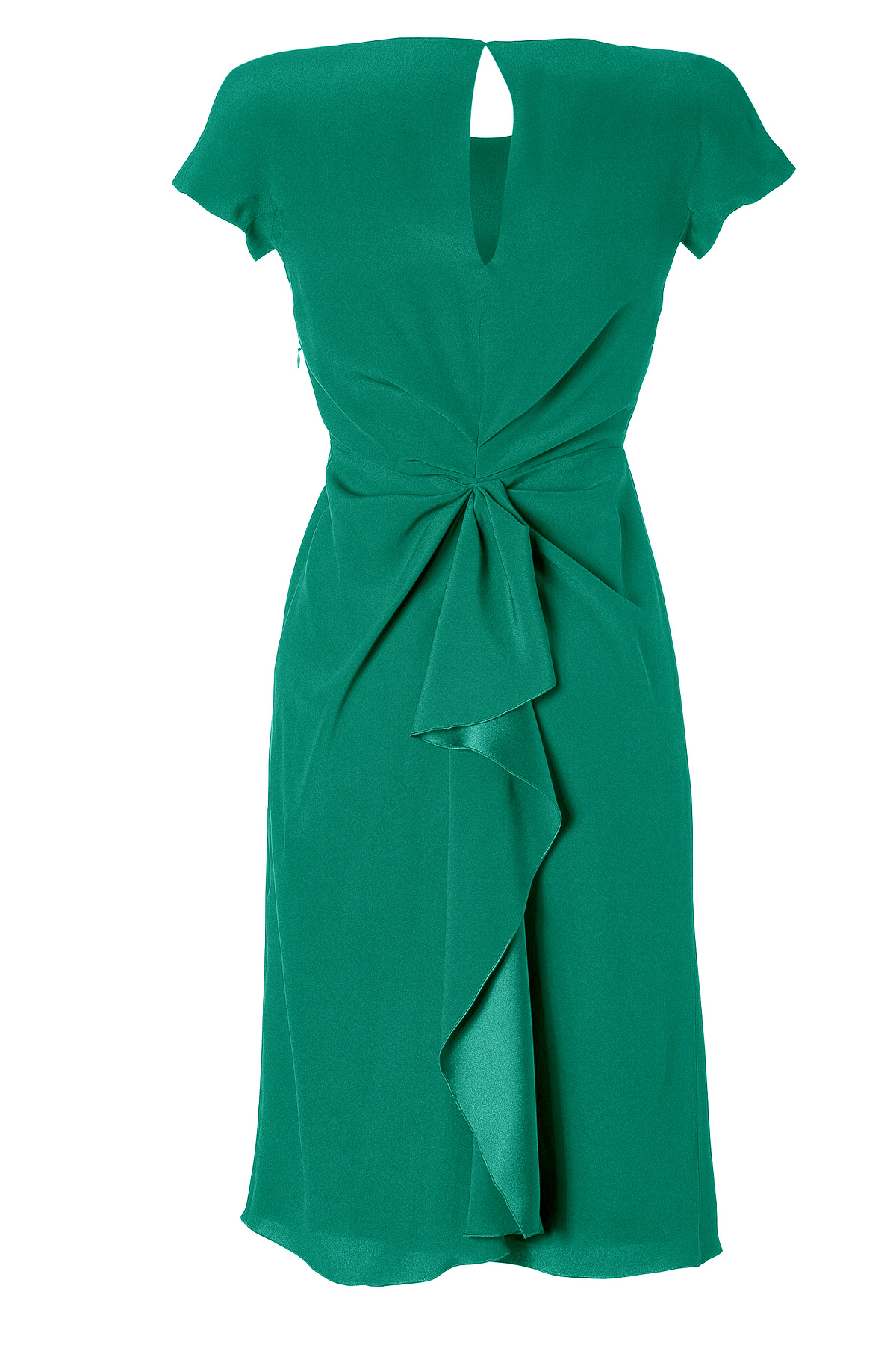 Lyst - Alberta ferretti Emerald Draped Silk Dress in Green