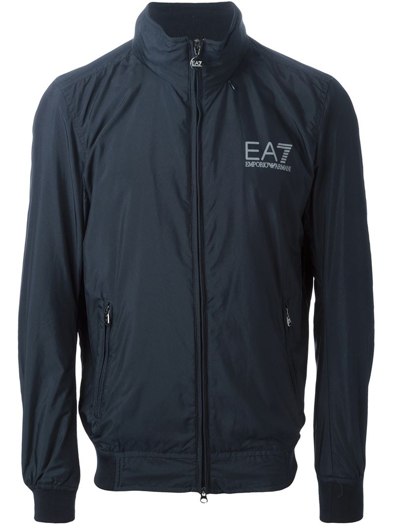 Lyst - Emporio Armani High-Neck Bomber Jacket in Blue for Men