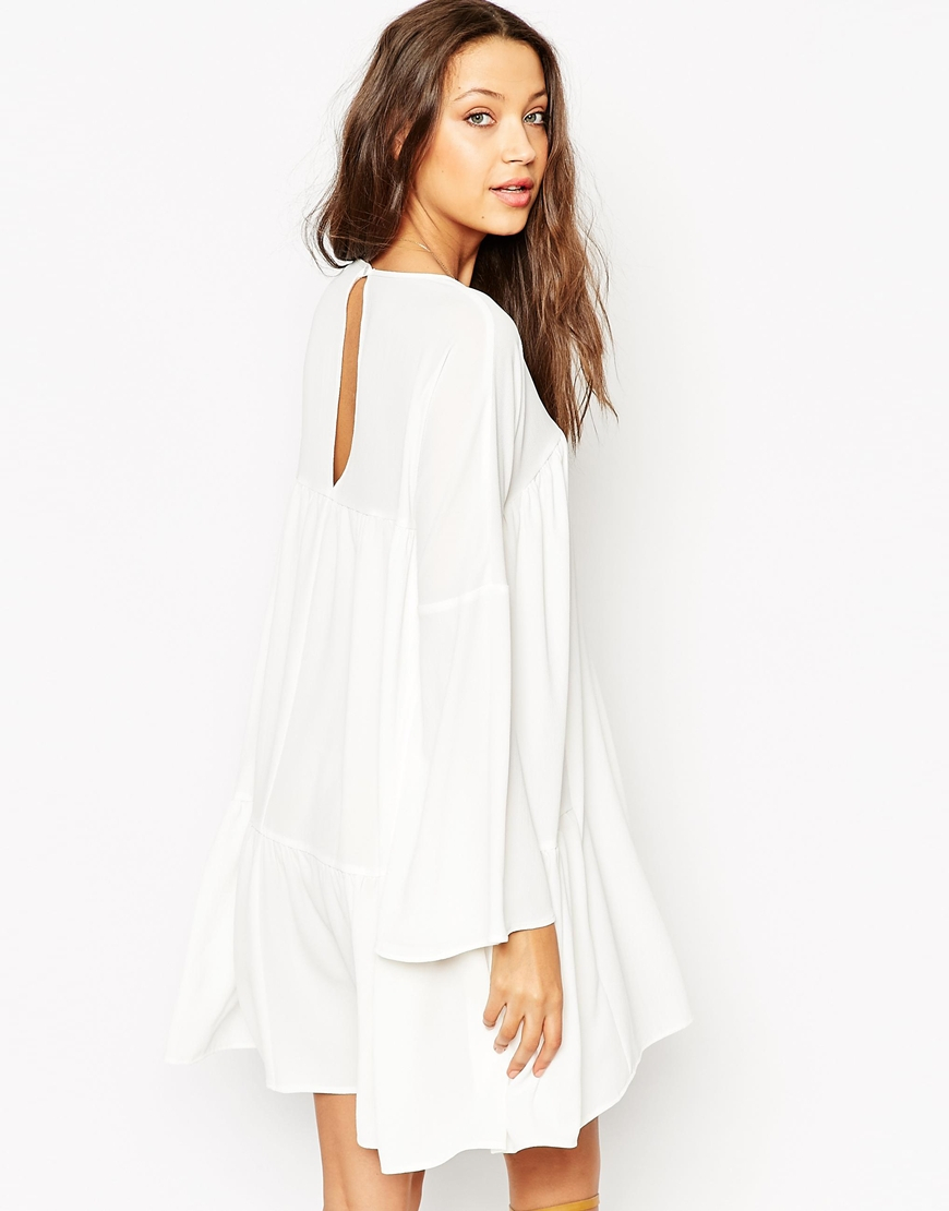 Lyst Asos  Boho  Dress  With Extreme Sleeve in Natural