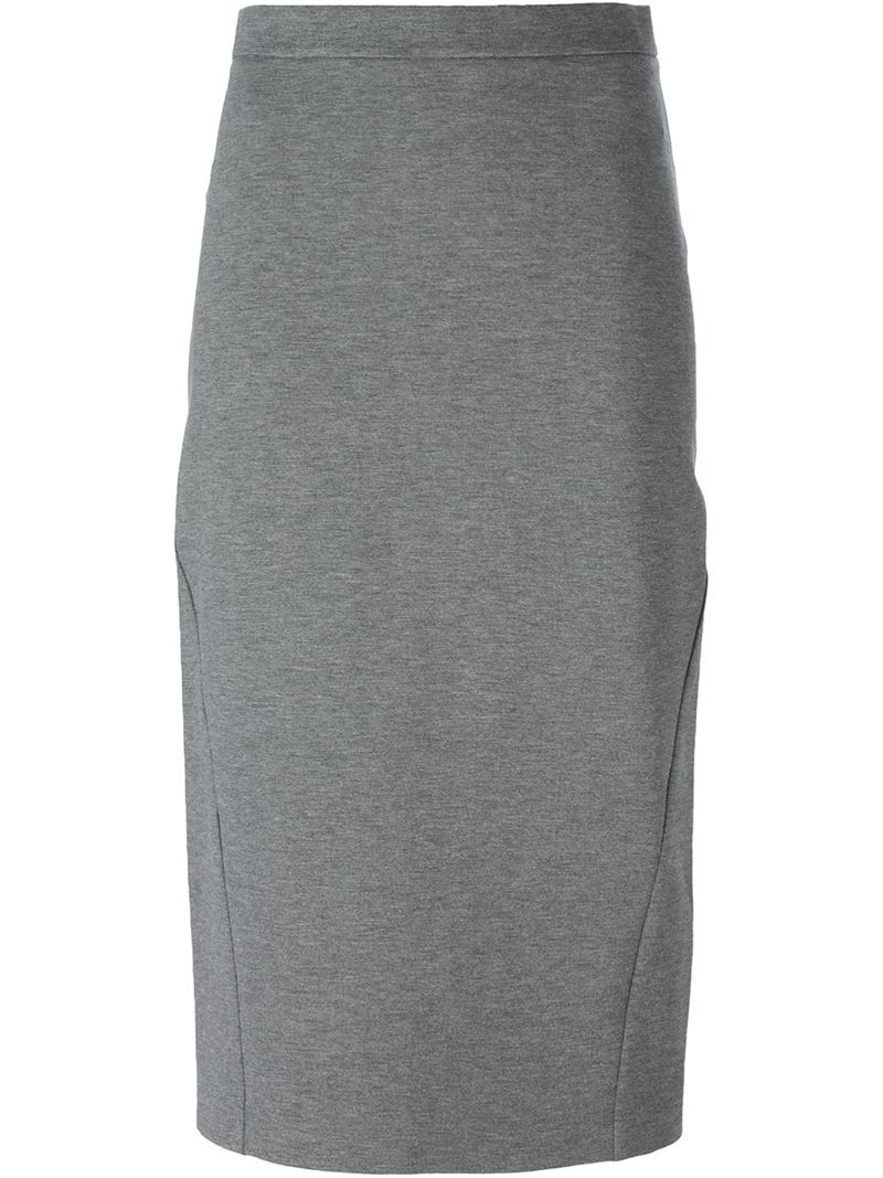 Lyst - Ermanno Scervino Midi Pencil Skirt in Gray