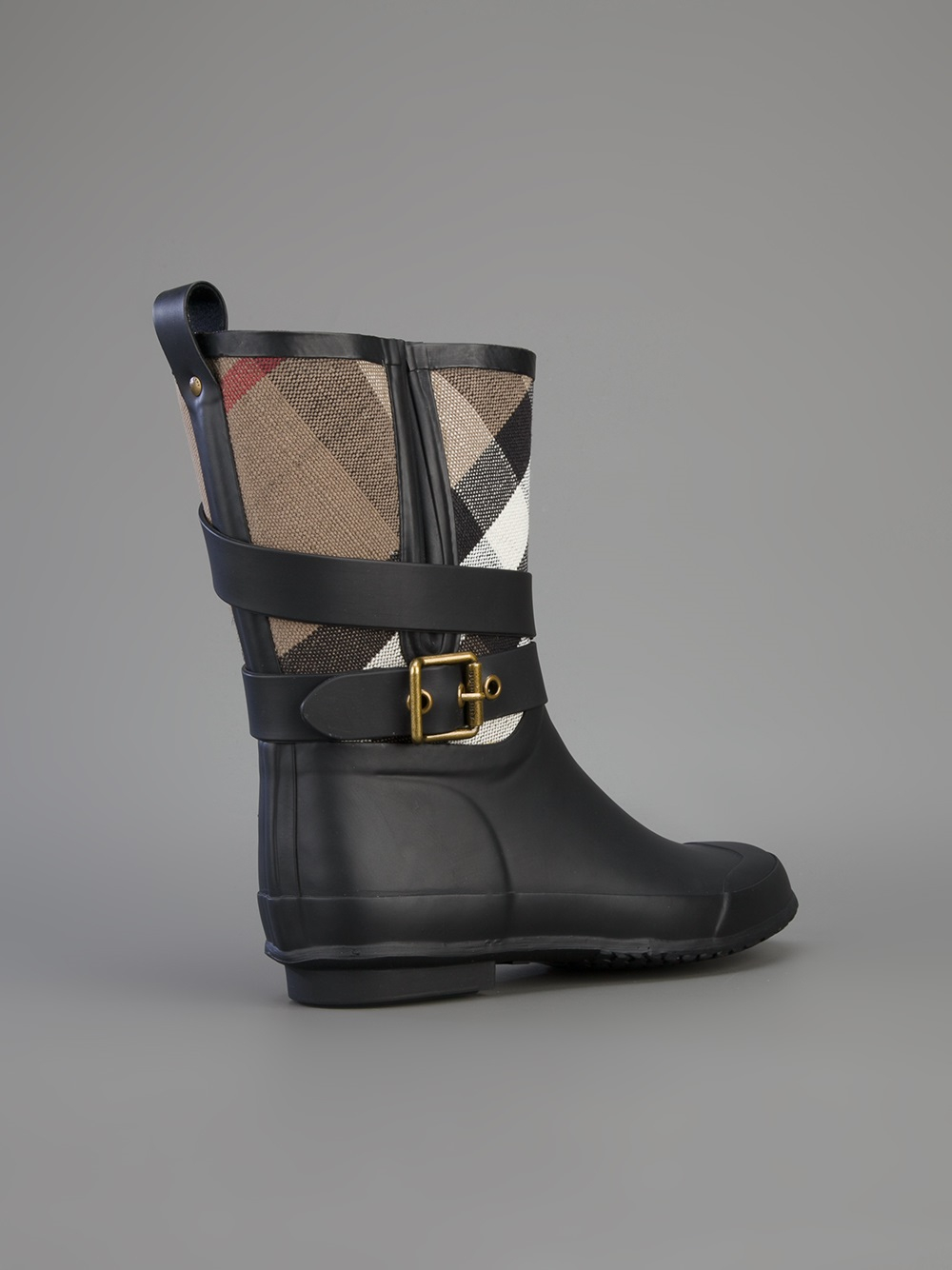 Burberry Checked Rain Boot in Black | Lyst