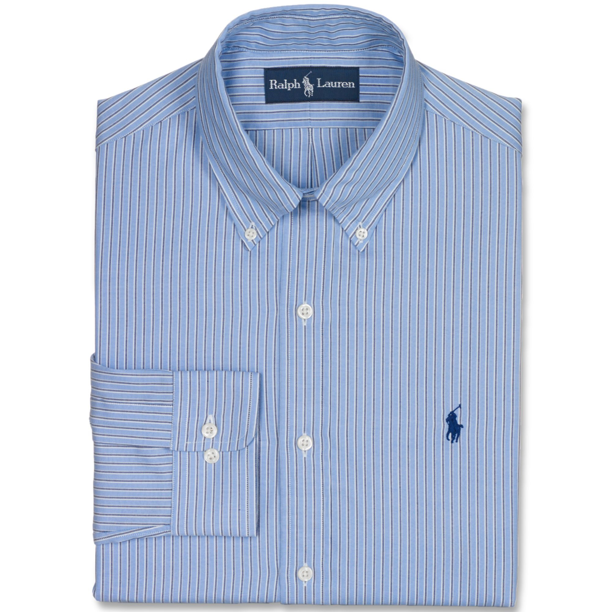 Ralph lauren Polo Custom Fit Blue and Navy Stripe Dress Shirt in Blue ...