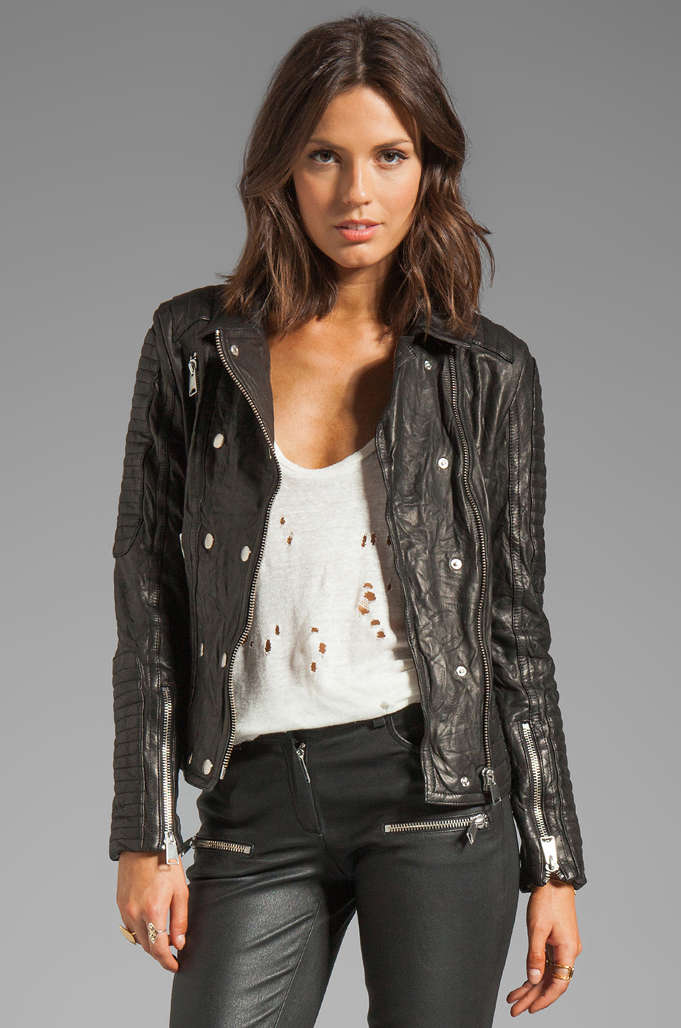 Anine bing Moto Leather Jacket in Black | Lyst