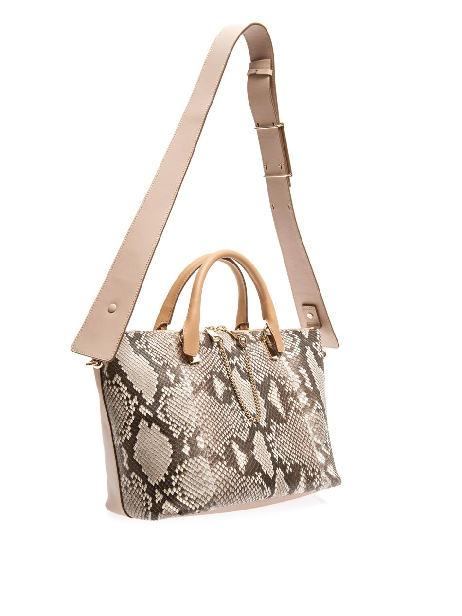 Chlo Baylee Bicolour Python and Leather Tote in Beige (Neutral ...  