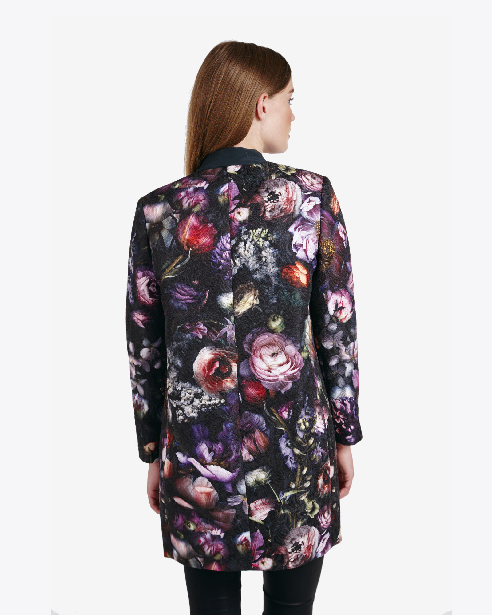 Lyst Ted Baker Carleih Shadow Floral Cocoon Coat in Gray