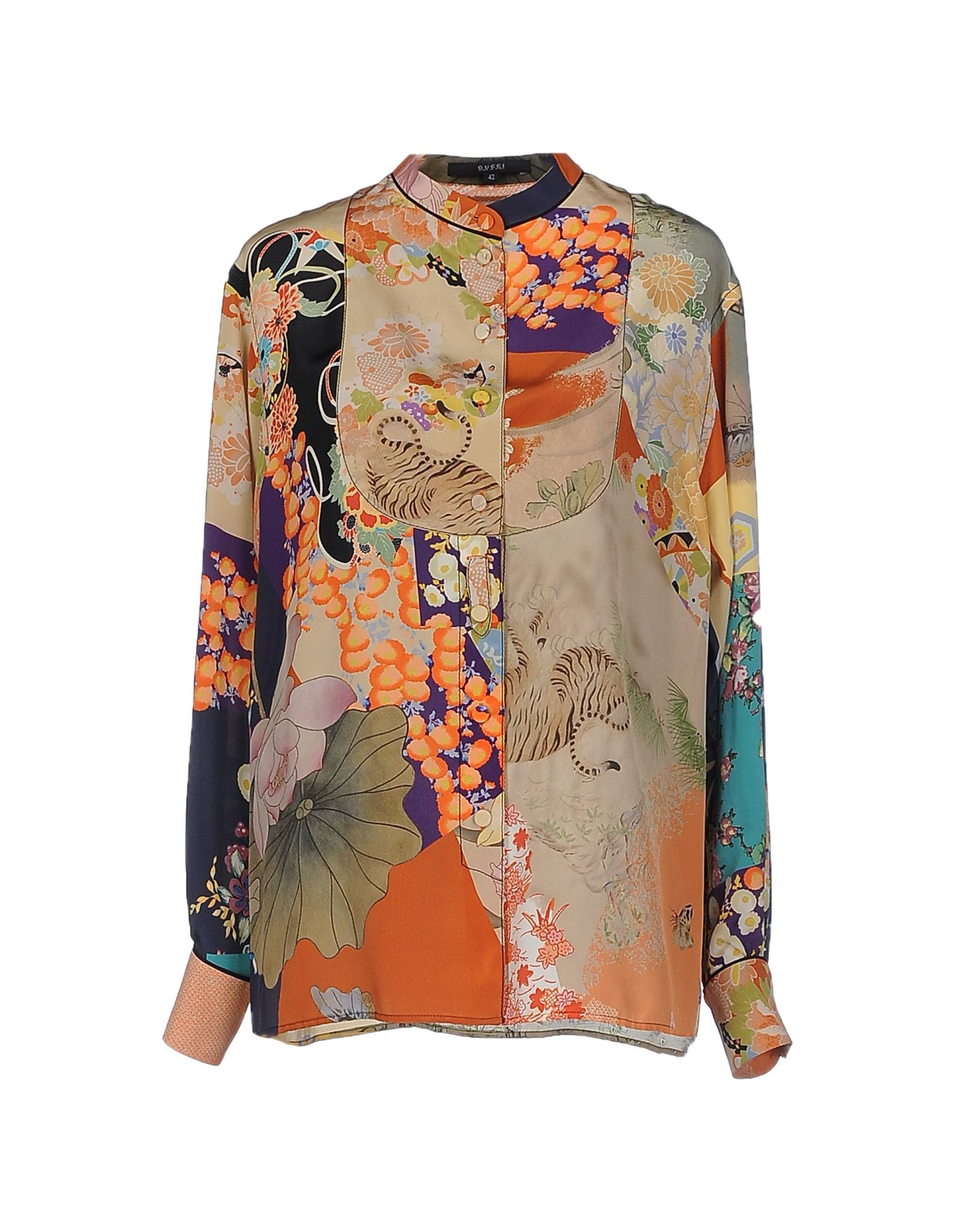 Gucci Japanese-Print Silk Shirt in Orange - Lyst