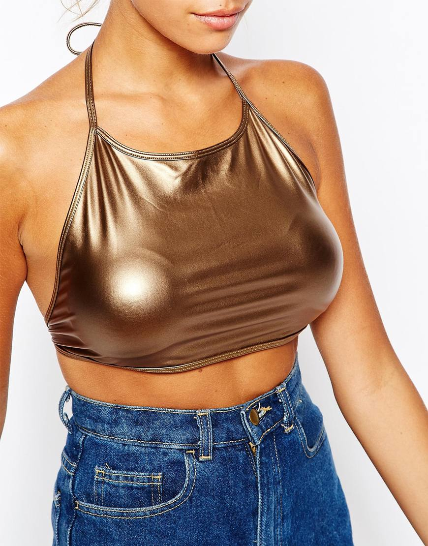 gold halter top