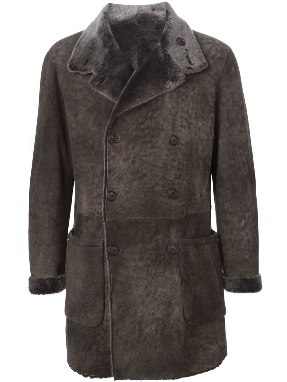 Lyst - Giorgio Armani Shearling Midi Coat in Gray for Men