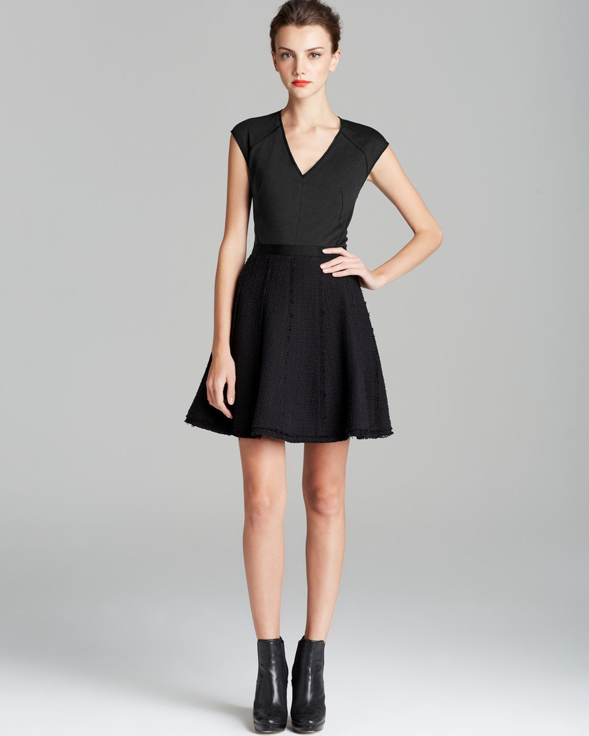 Lyst Rebecca Taylor Dress Tweed Combo In Black Gallery
