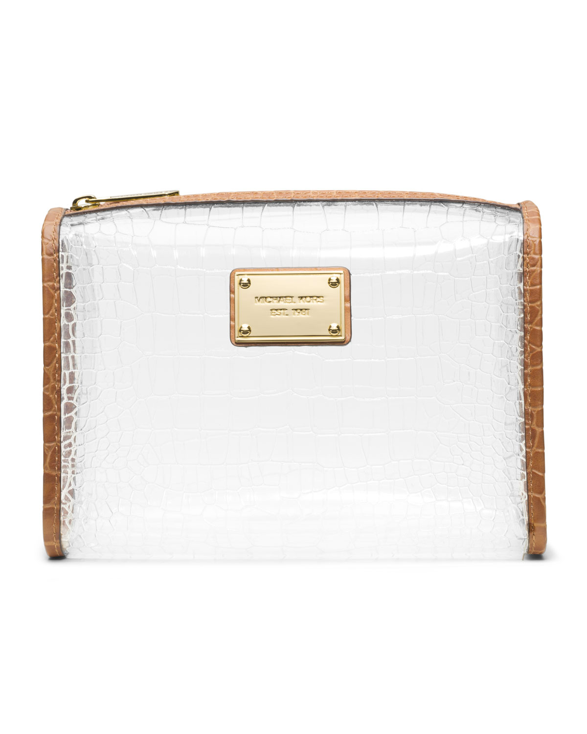 Lyst Michael Kors Large Nora Clear Cosmetic Bag In White Gallery