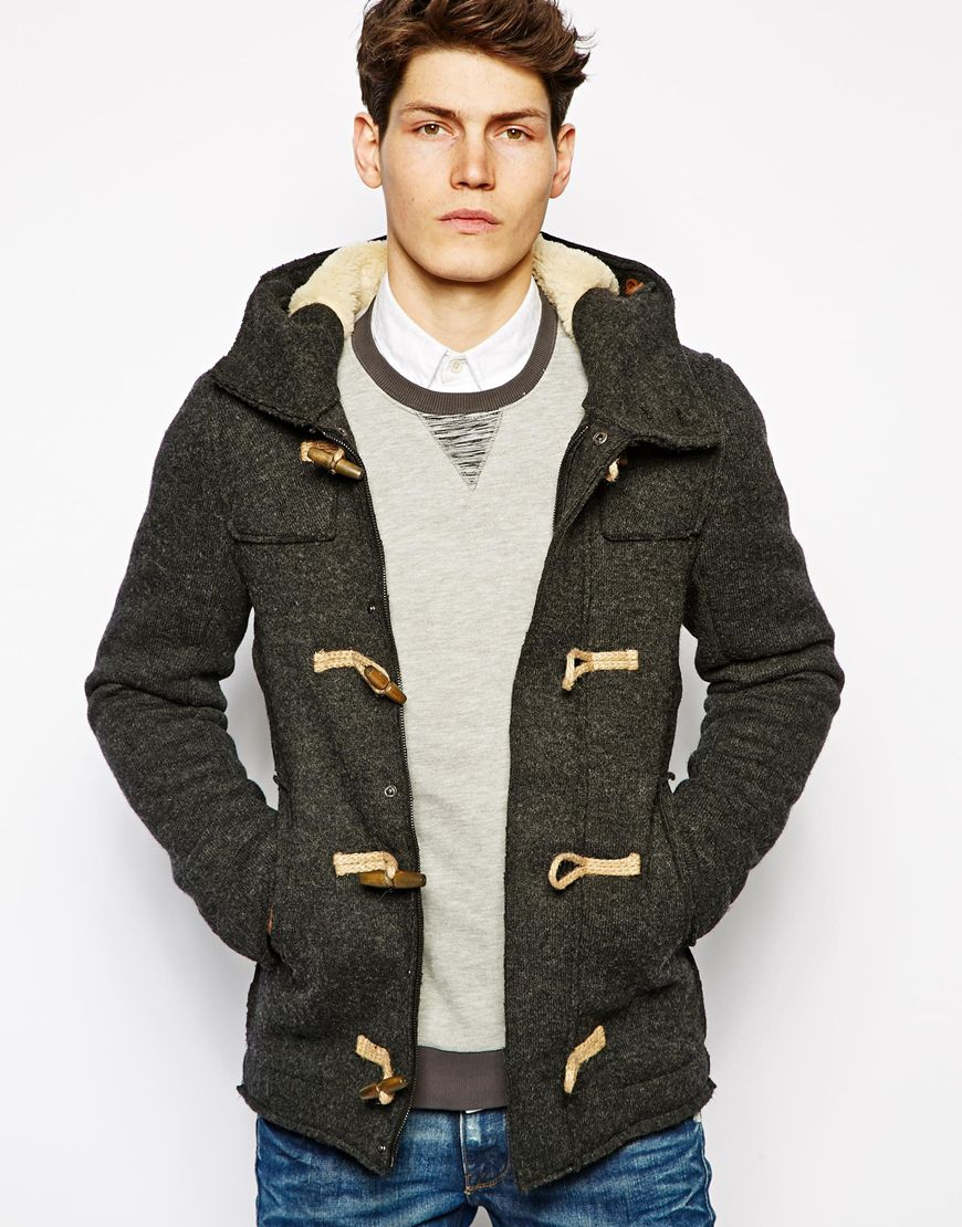 Lyst - Pull&Bear Duffle Coat in Gray for Men