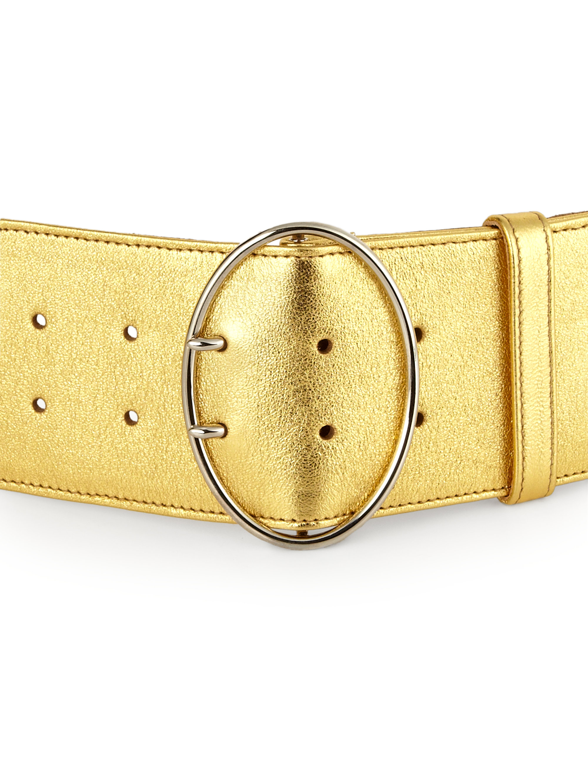 Prada Wide Metallic Leather Belt in Gold | Lyst  