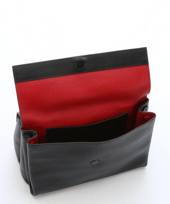 Prada Black Leather Flap Front Convertible Dual Satchel in Black ...  