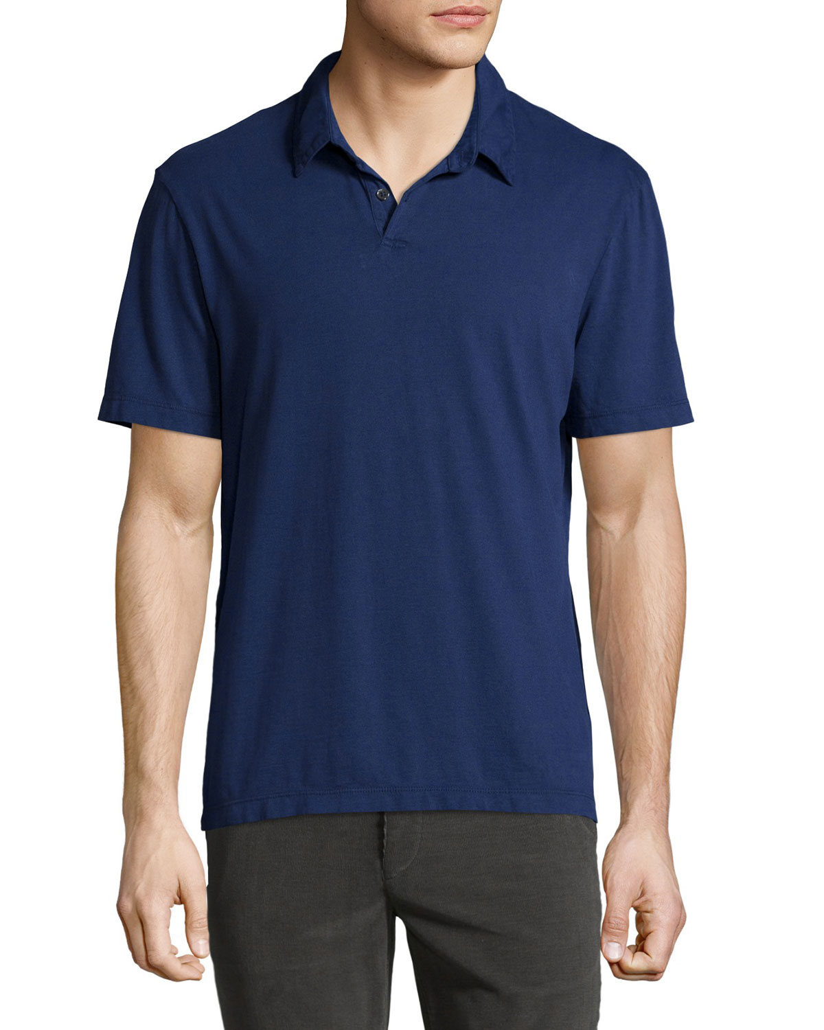 Lyst - James Perse Cashmere Short-sleeve Polo Shirt in Blue for Men
