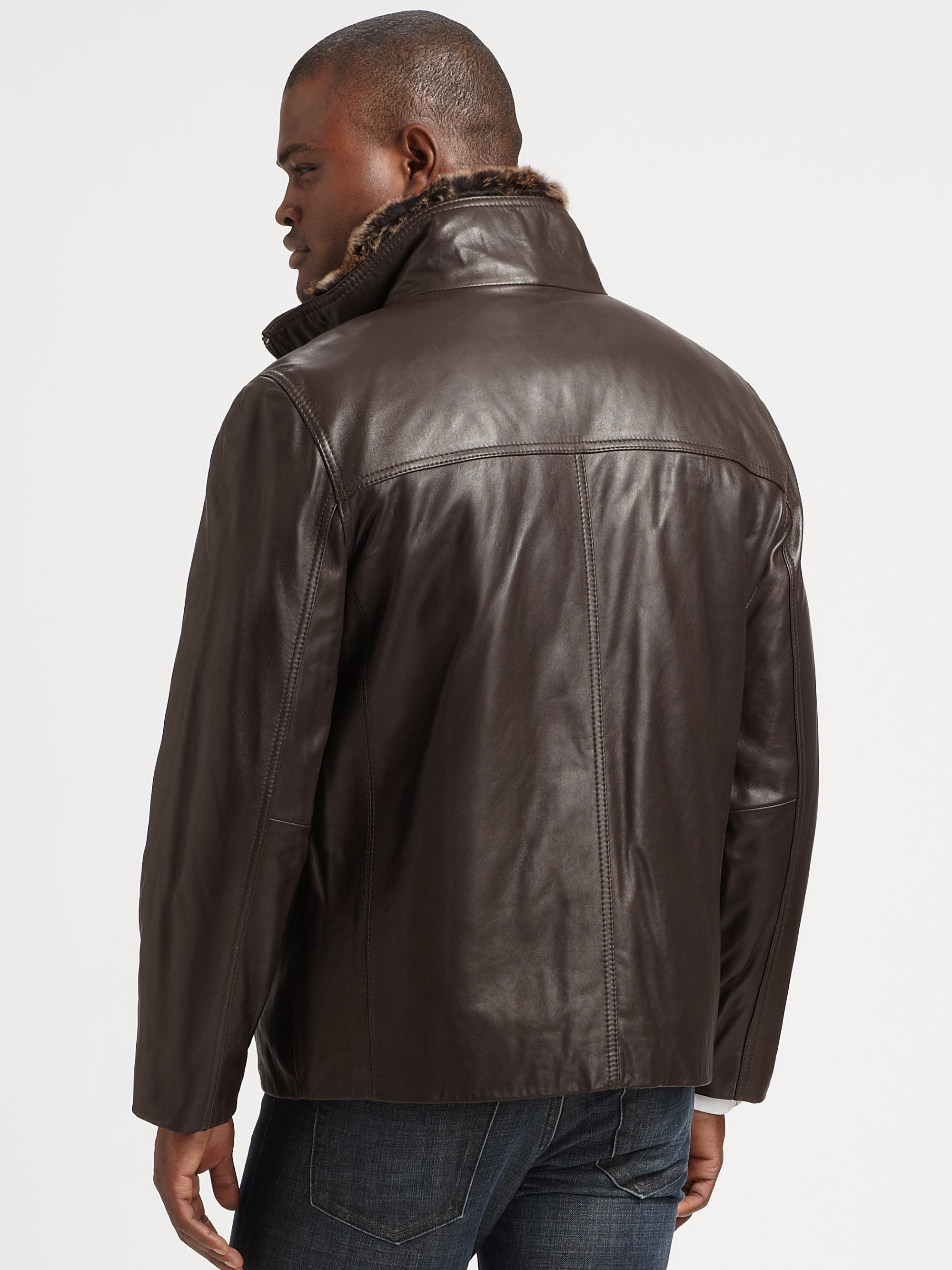 Andrew Marc Leather Jacket in Espresso (Brown) for Men - Lyst