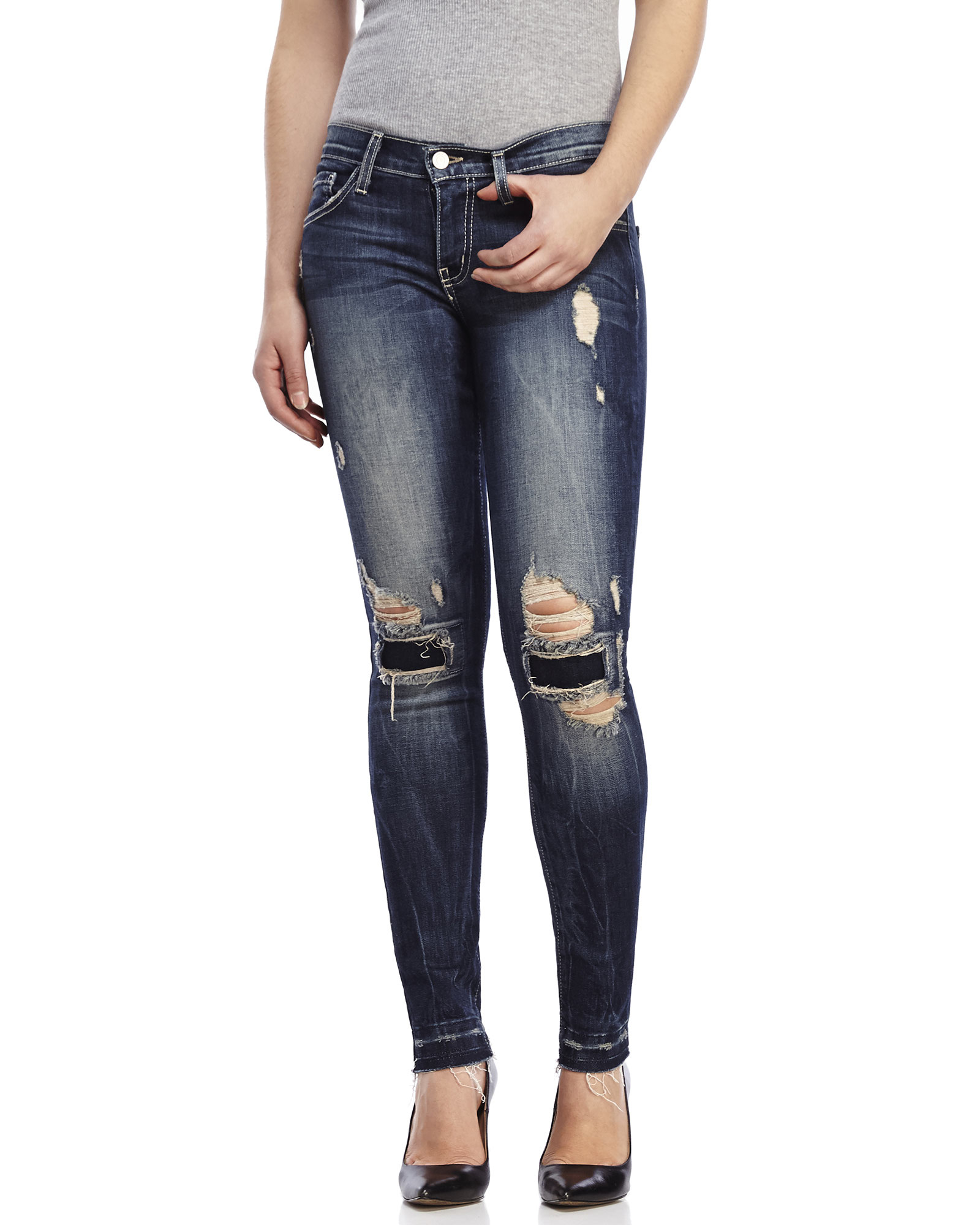 patched ripped jeans womens