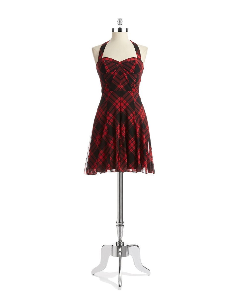 Lyst Betsey Johnson Plaid Halter Dress In Red Gallery
