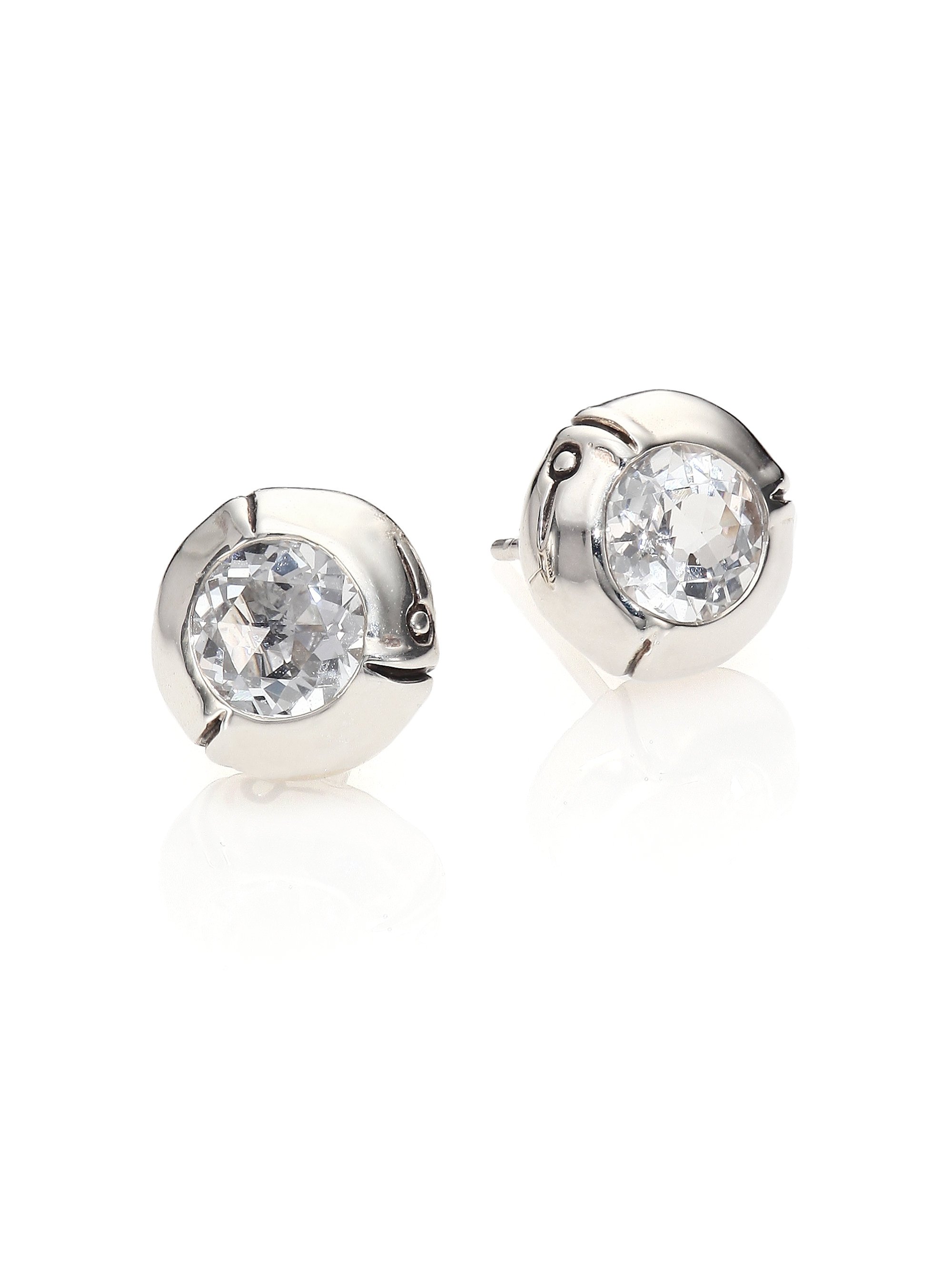 Lyst John Hardy Bamboo White Topaz Sterling Silver Stud Earrings Gallery
