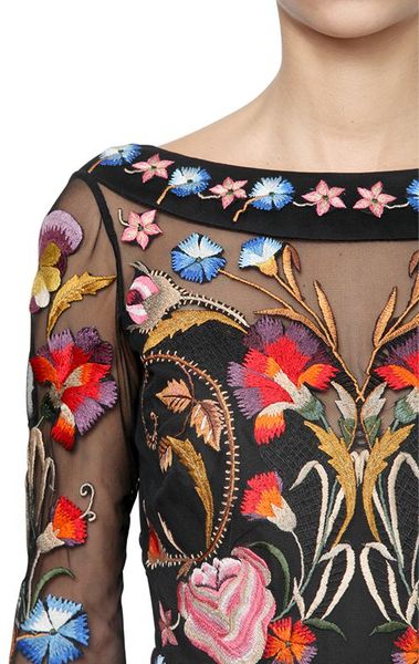 Temperley London Flowers Embroidered On Tulle Dress in Multicolor ...