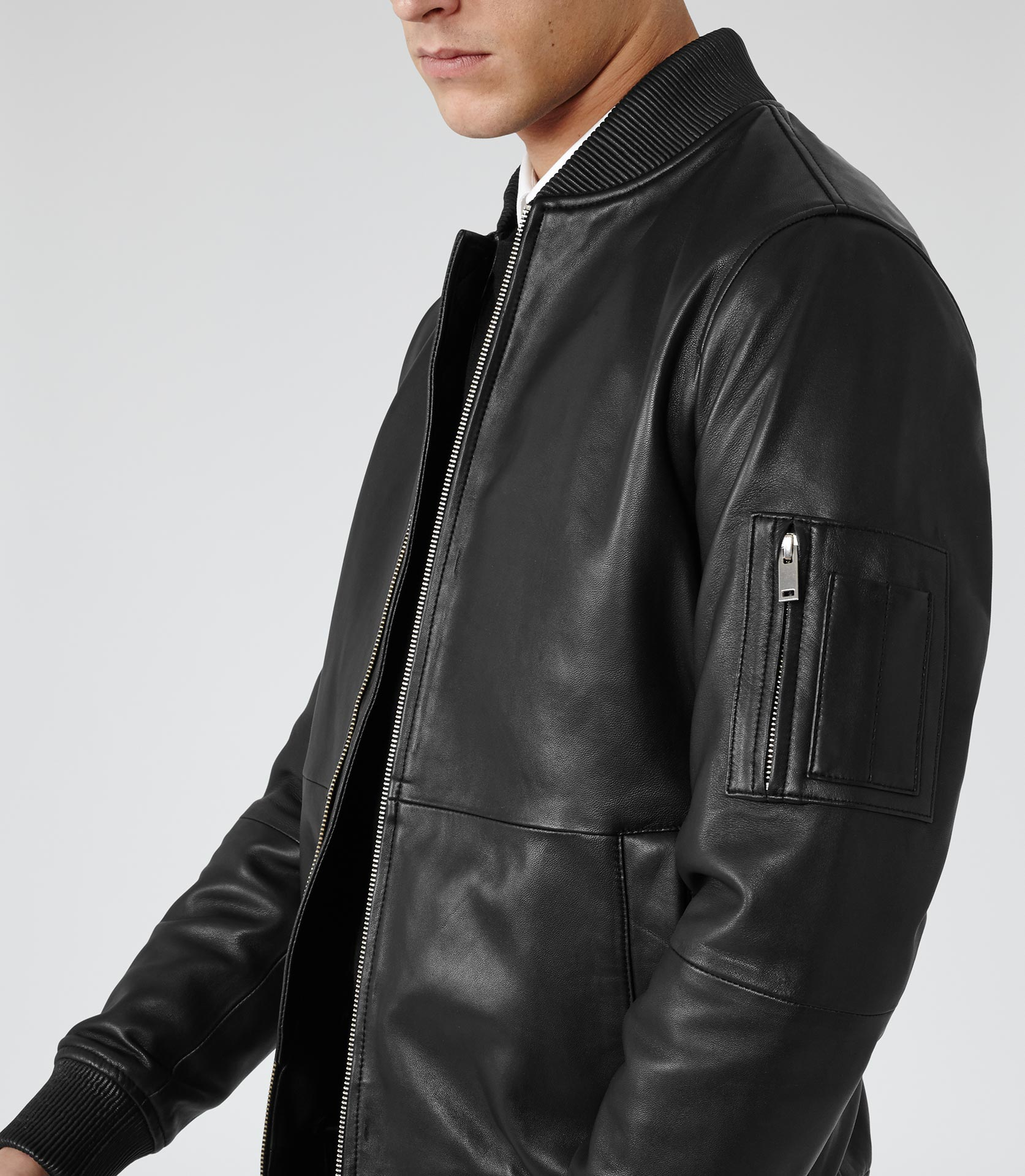 Reiss Bardot Leather Er Jacket In Black For Men Lyst Gallery