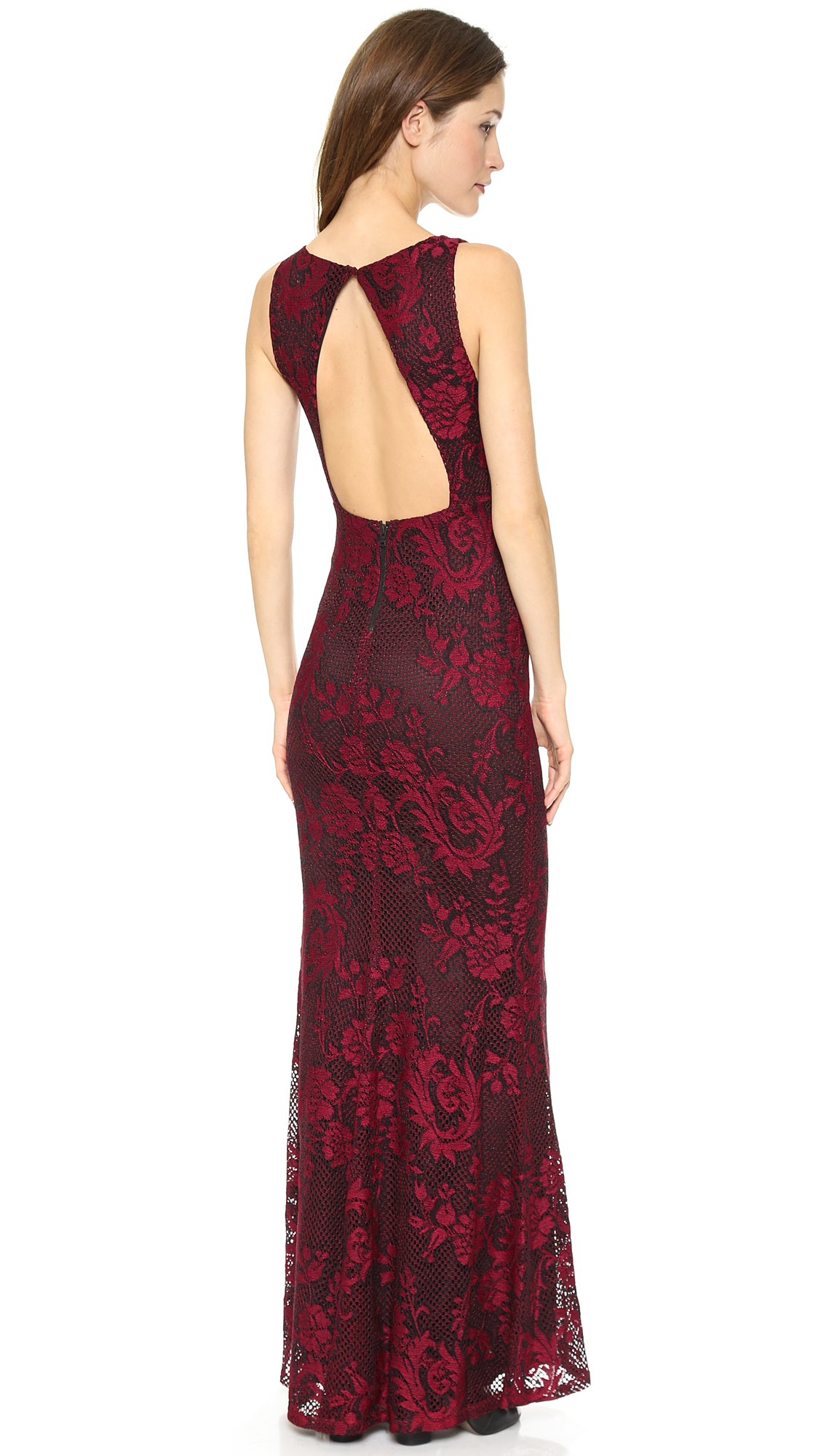 Lyst Alice Olivia Sachi Open Back Maxi Gown In Red