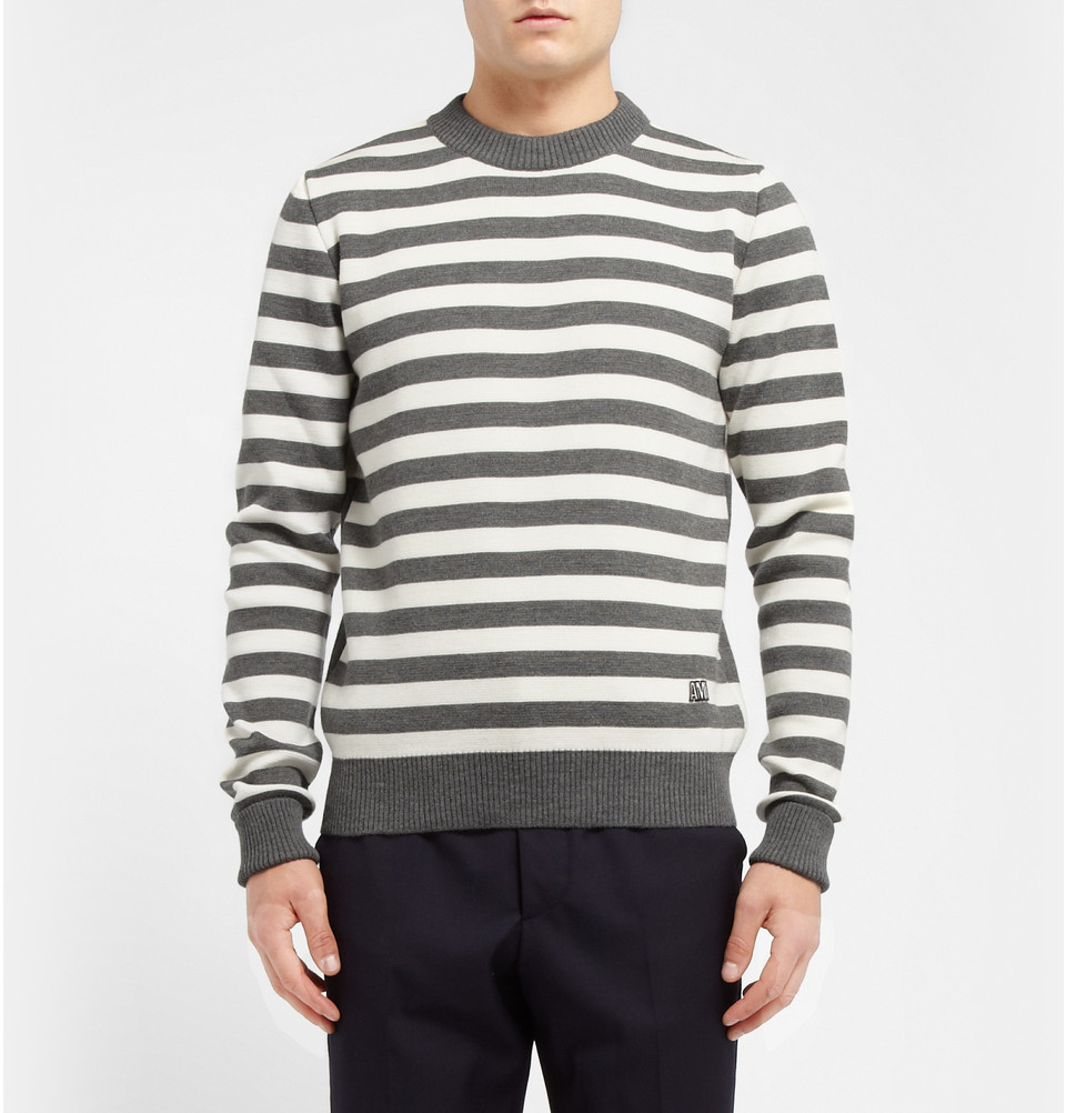 Lyst - Ami Striped Wool Sweater in Gray for Men