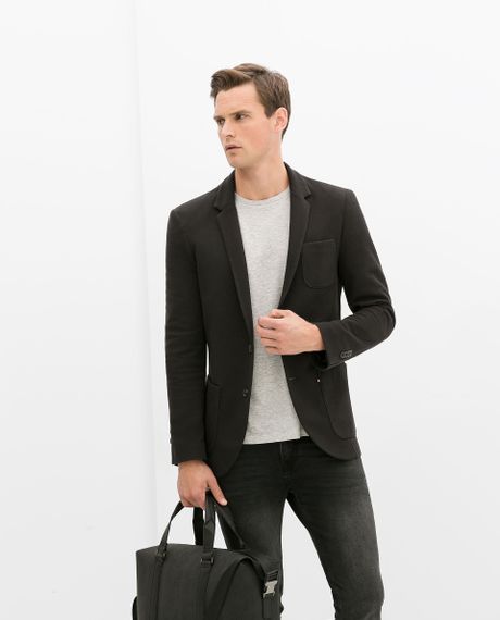 Zara Blazer With Printed Lining in Gray for Men (Anthracite grey) | Lyst