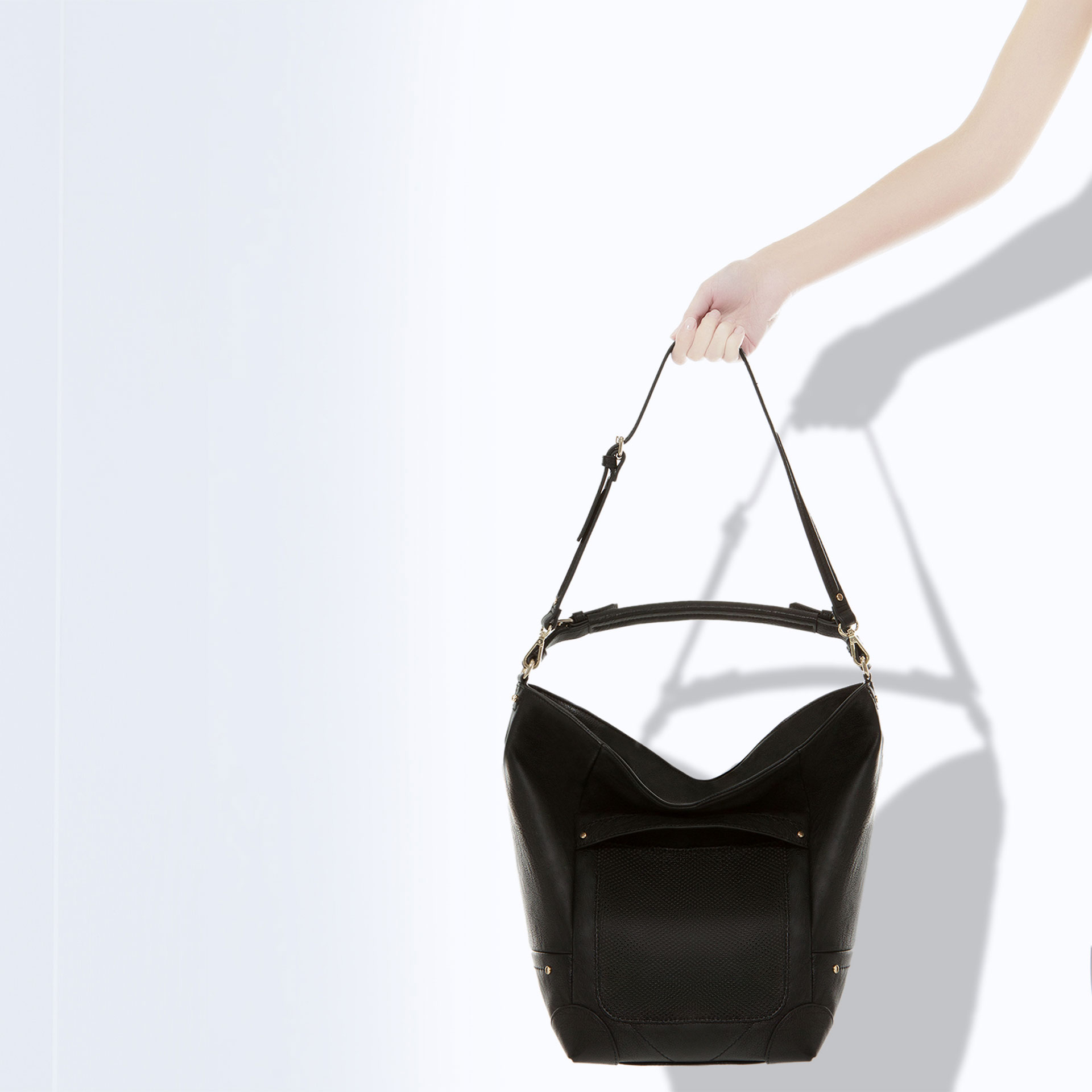 Zara Perforated Bucket Bag in Black Lyst