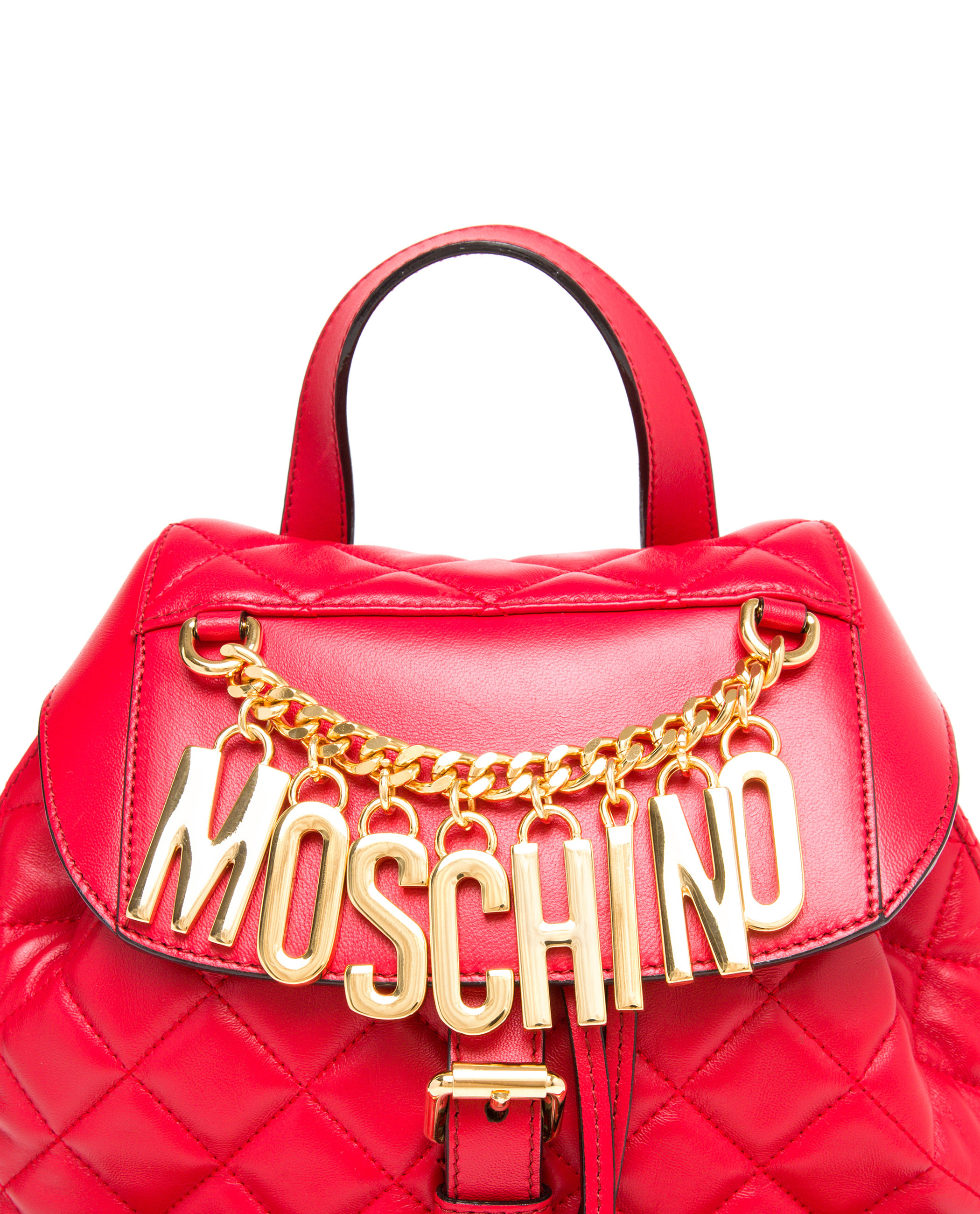 Lyst - Moschino Red Leather Backpack in Red
