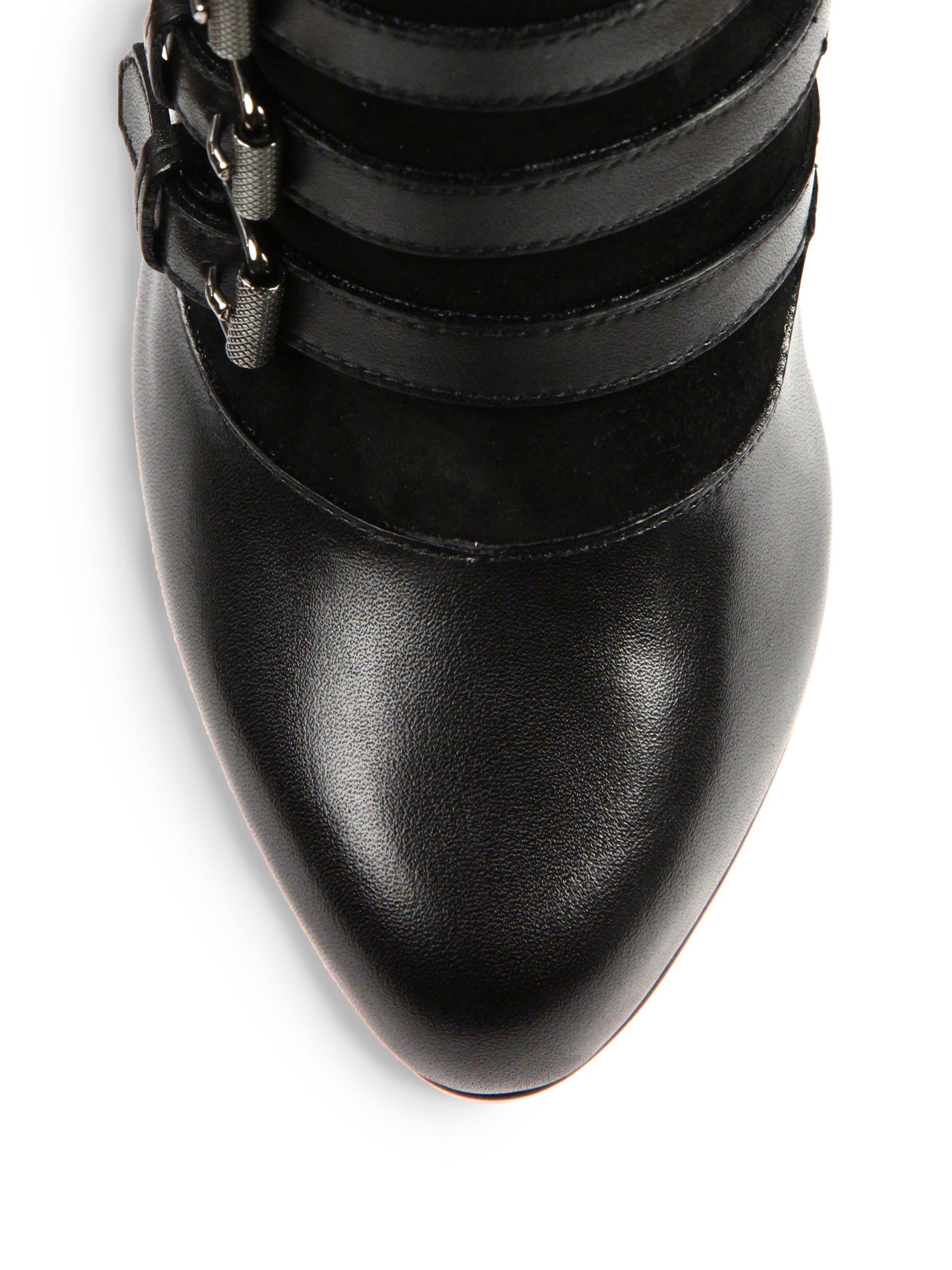 Christian louboutin Attroupa Leather Buckled Ankle Boots in Black ...  