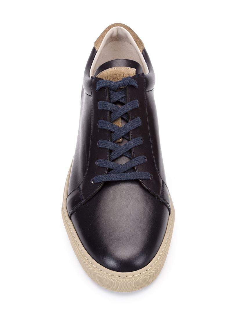 Lyst - Brunello Cucinelli Logo Patch Classic Sneakers in Blue for Men