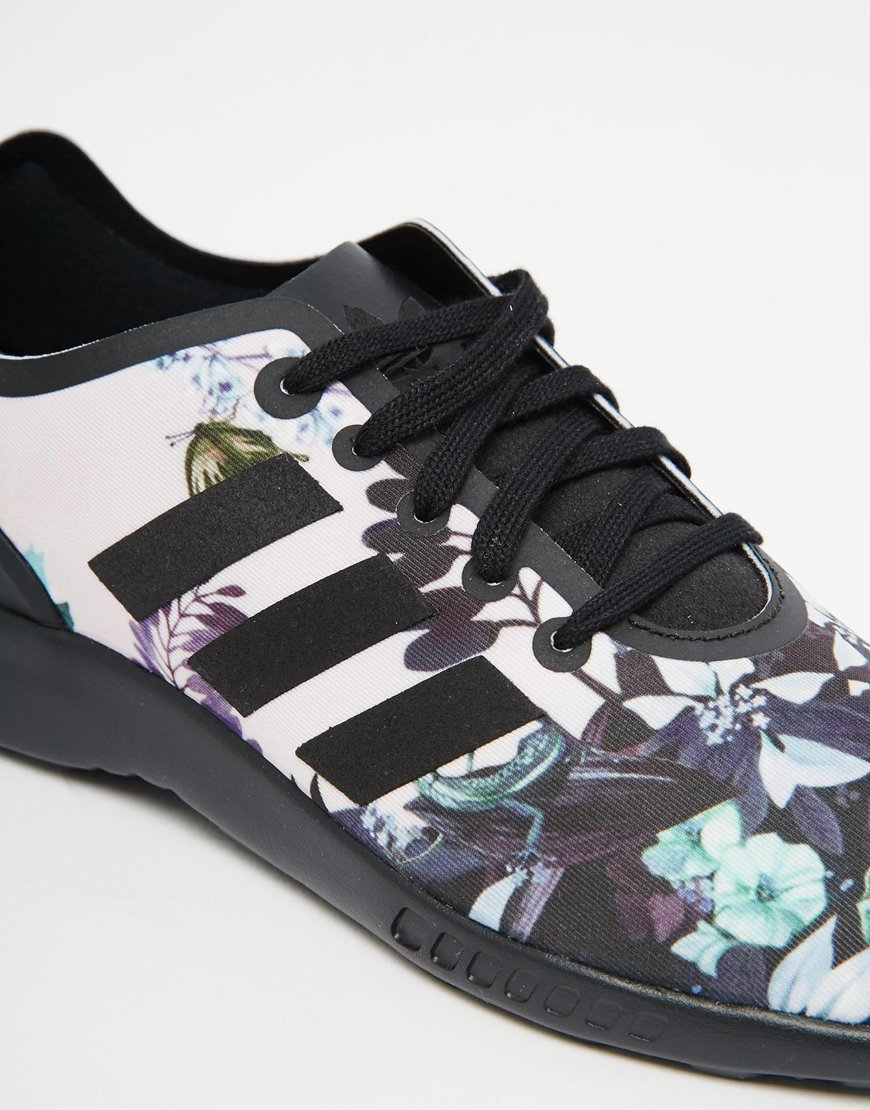 adidas zx flux black and white flowers