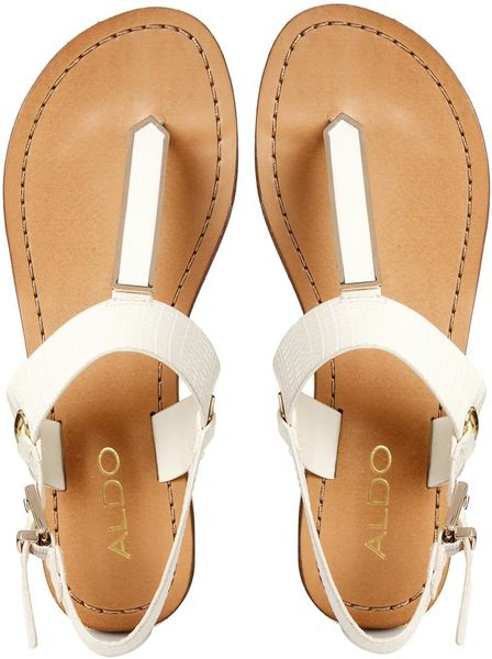 Lyst  in Sandals White  sandals slingback Metal Flat Aldo aldo  Slingback