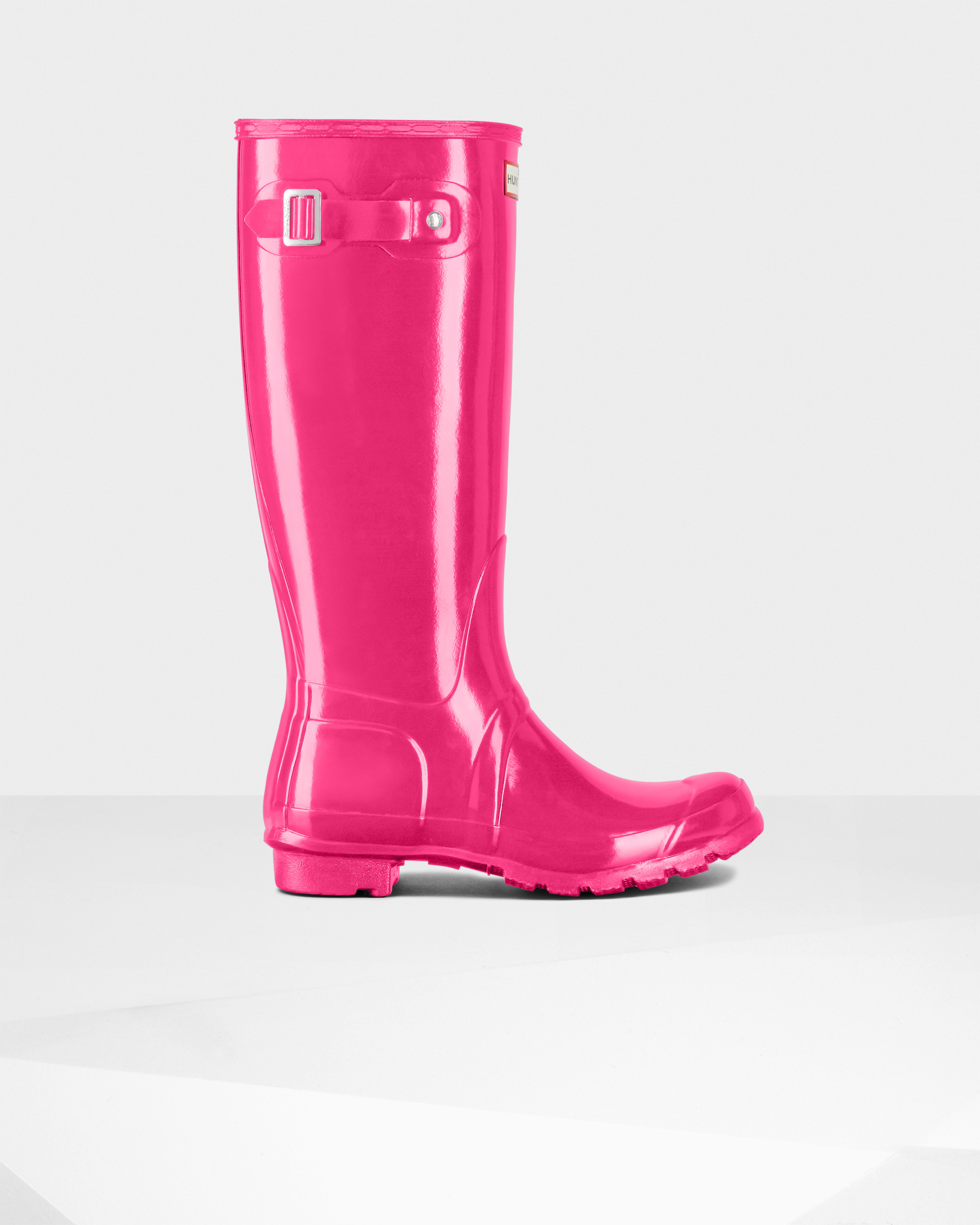 Hunter Women's Original Tall Gloss Rain Boots in Pink (Bright cerise ...