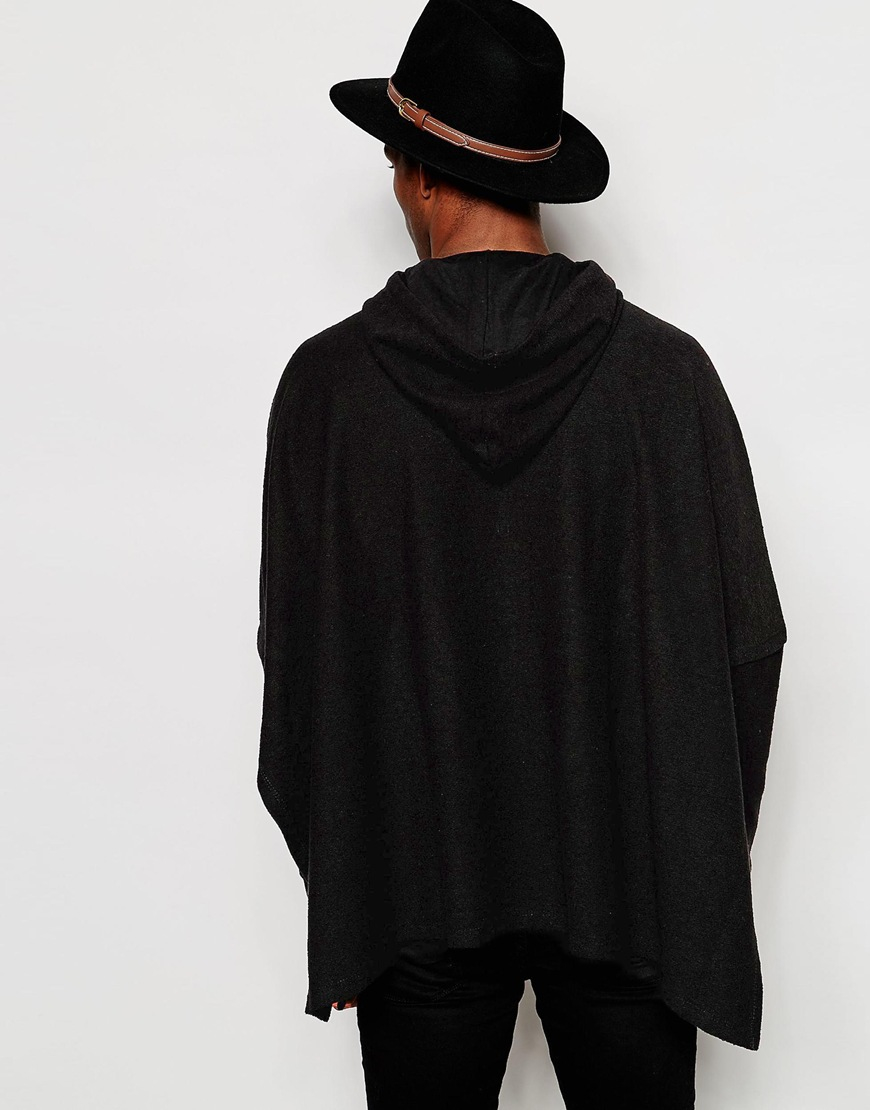 Lyst - Asos Poncho Hoodie in Black for Men