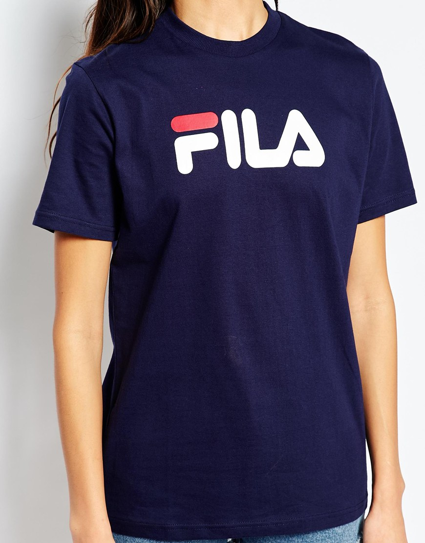 Lyst - Fila Oversized Boyfriend T-shirt With Front Logo in Blue