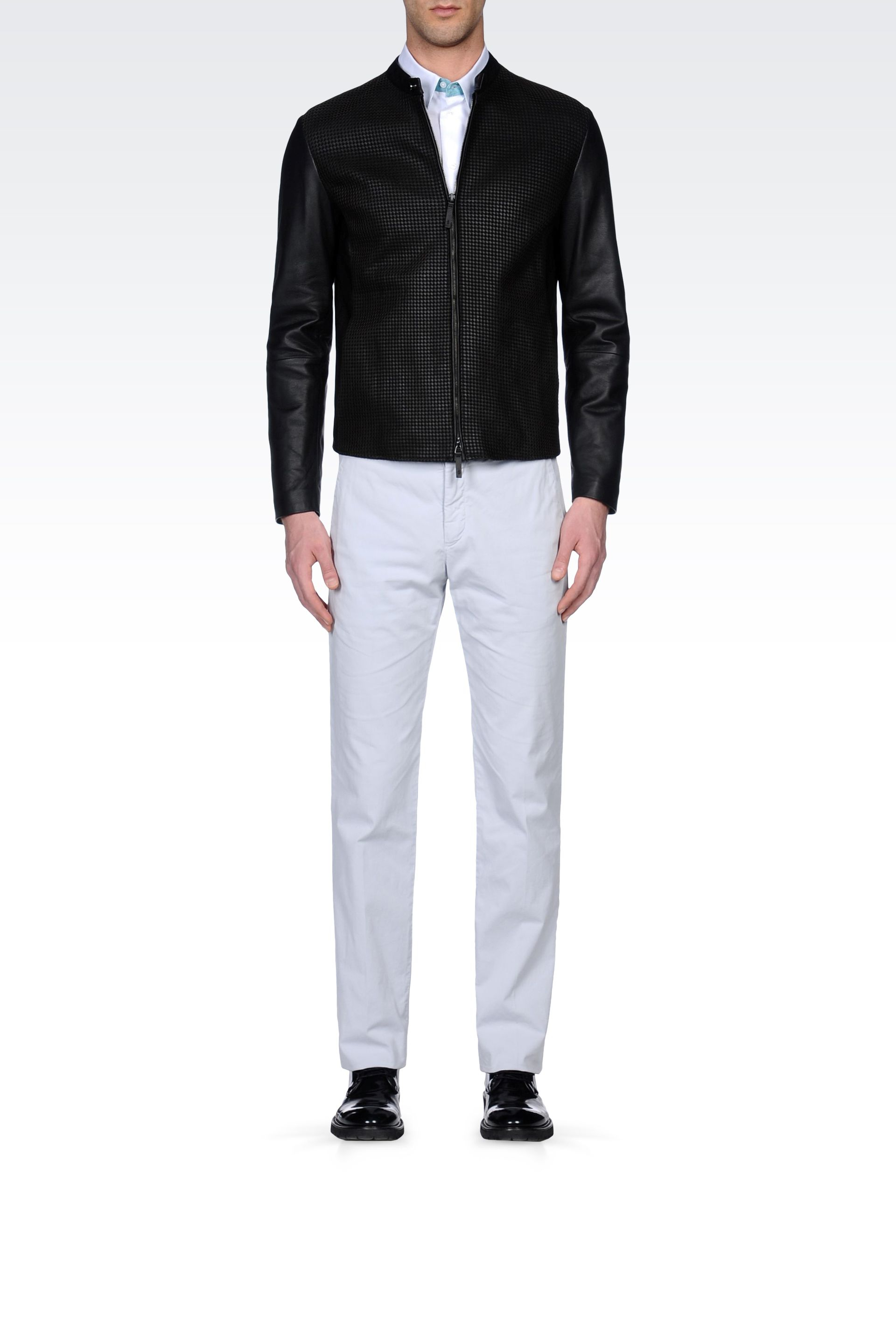 Armani Jacket in Lasered Leather in Black for Men | Lyst
