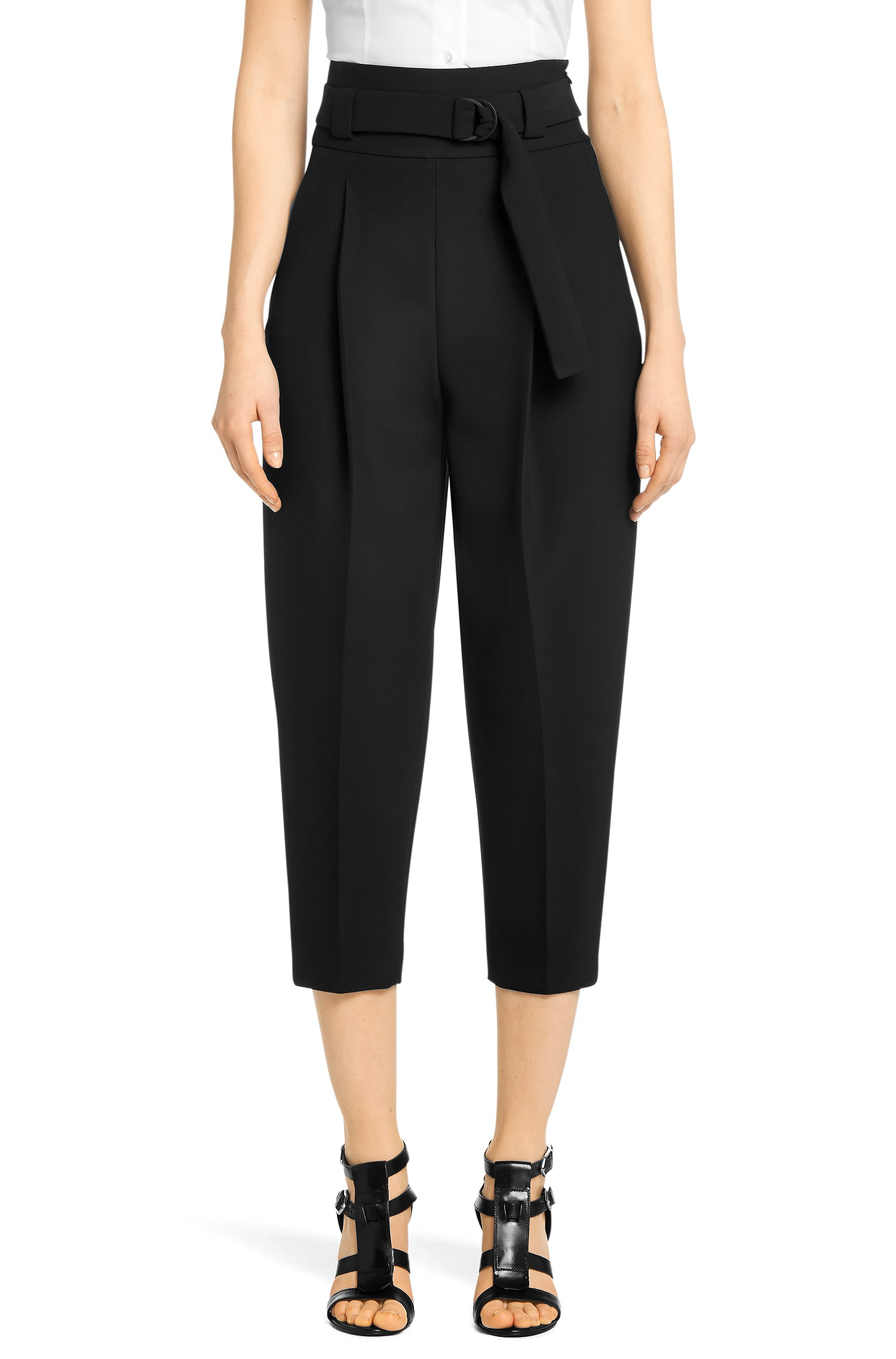 Lyst - Hugo 'Harella' | Stretch Cotton Belted High Waist Dress Pants in ...
