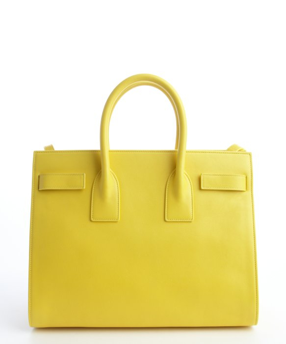 Saint laurent Soleil Yellow Leather Calfskin Sac De Jour Bag in ...