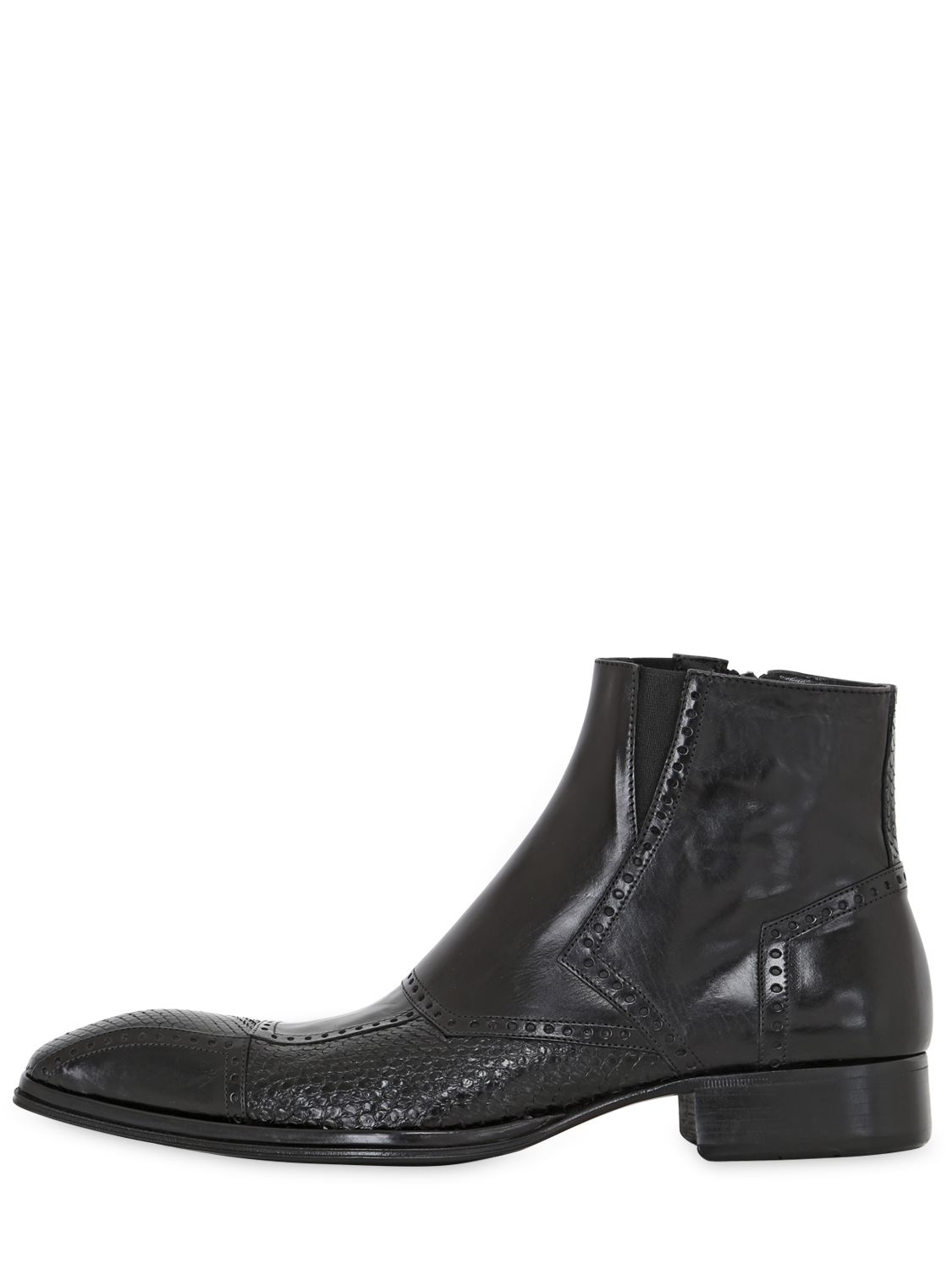 Jo ghost Handcrafted Leather & Python Boots in Black for Men | Lyst